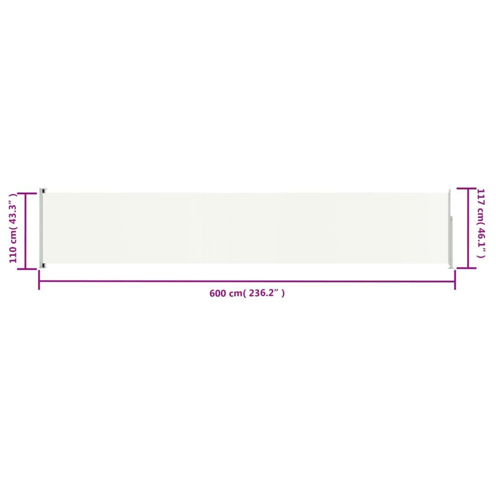 Voir la diapositive 6 : VIDAXL Auvent lateral retractable de patio 117x600 cm Creme
