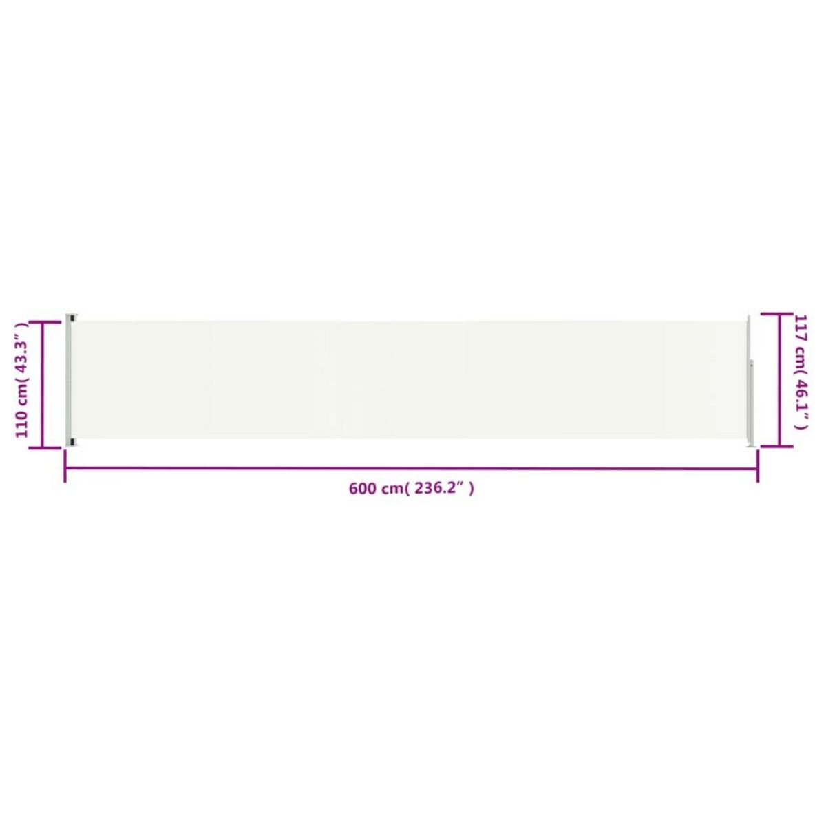 VIDAXL Auvent lateral retractable de patio 117x600 cm Creme