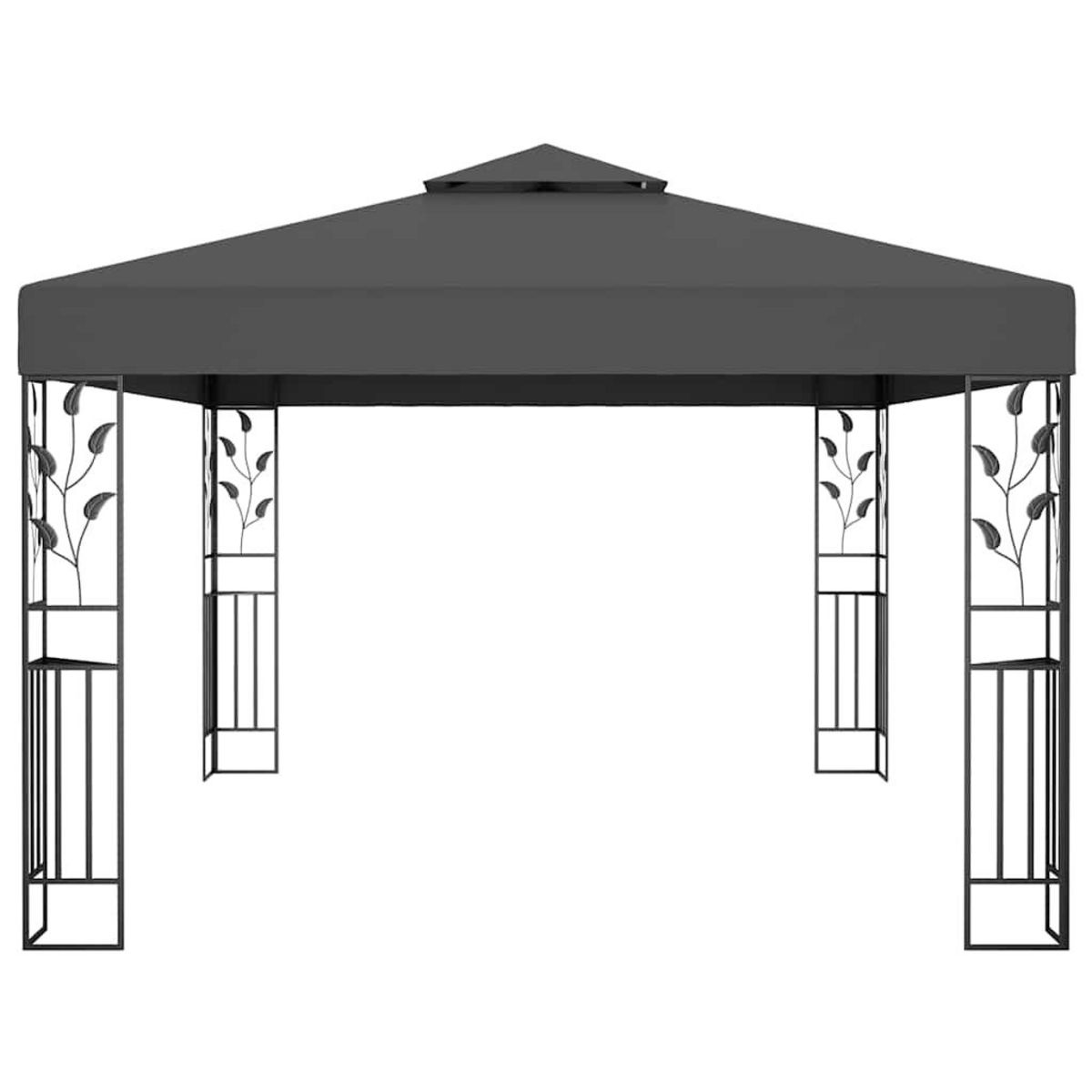 VIDAXL Tonnelle avec double toit et lumieres LED 3x4 m Anthracite