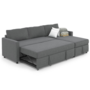 Voir la diapositive 5 : ID MARKET Canapé d'angle convertible NOAH avec méridienne coffre en tissu gris anthracite
