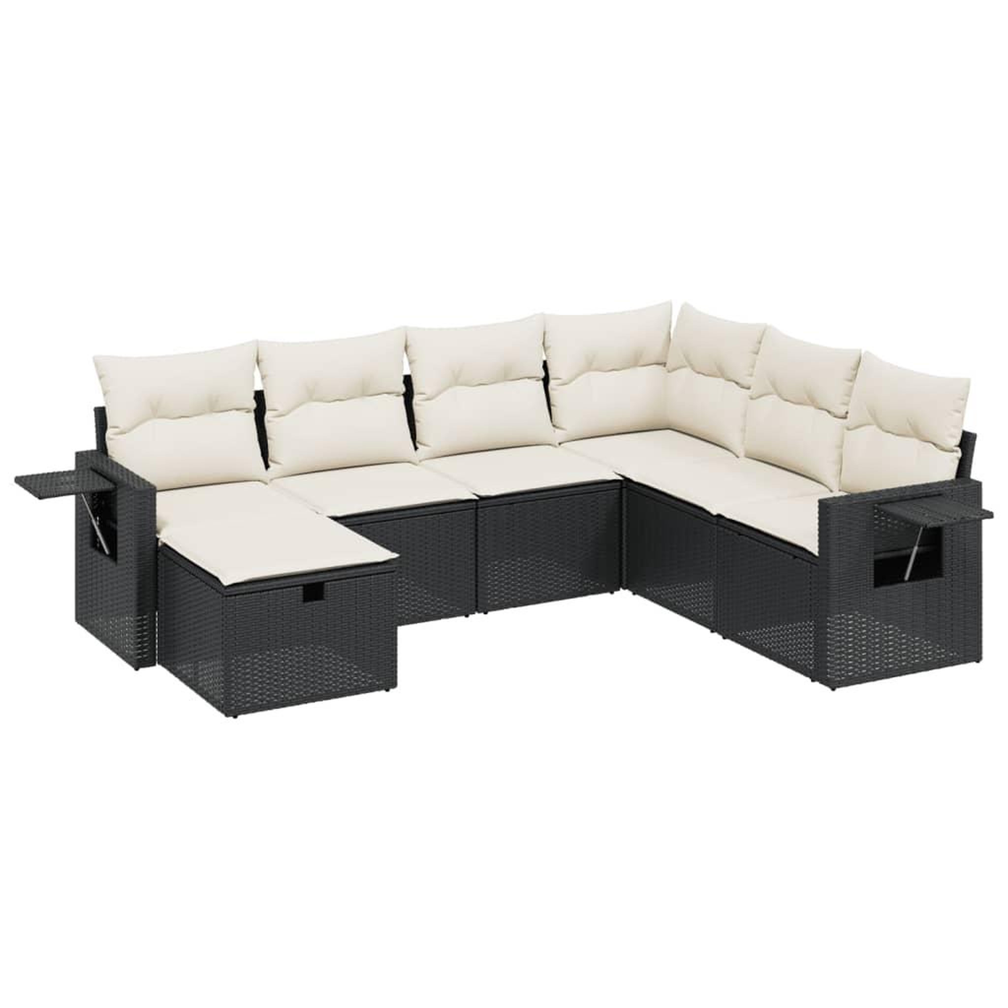 Voir la diapositive 2 : VIDAXL Salon de jardin 7 pcs avec coussins noir resine tressee