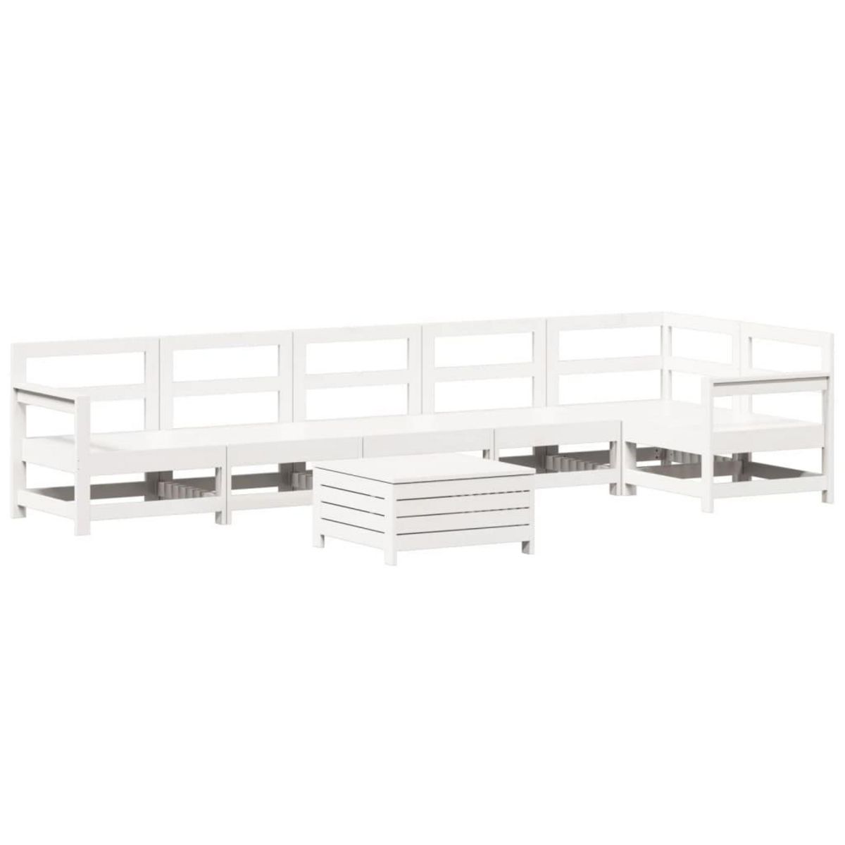 VIDAXL Salon de jardin 7 pcs blanc bois de pin massif