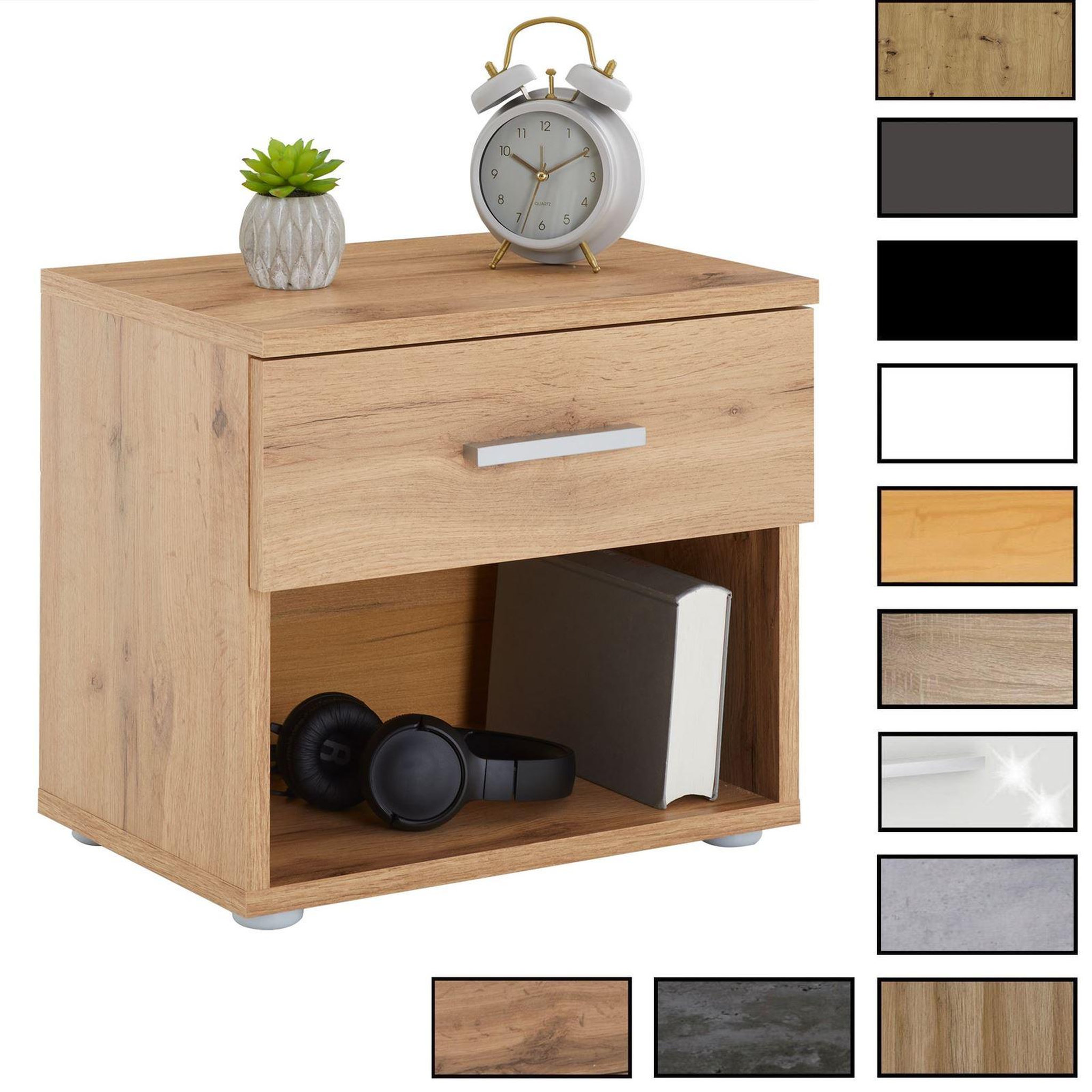 IDIMEX Table de chevet MAEL, en mélaminé. Coloris disponibles : Noir, Marron, Gris