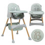 Voir la diapositive 1 : BEBELISSIMO Bebelissimo - Chaise haute 2 en 1 - Evolutive - Réglable - Pliable - vert -woodie