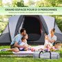 Voir la diapositive 4 : OUTSUNNY Tente de camping 2-3 personnes - fenêtres à mailles double couche - sac de transport - dim. 355L x 190l x 170H cm - polyester gris