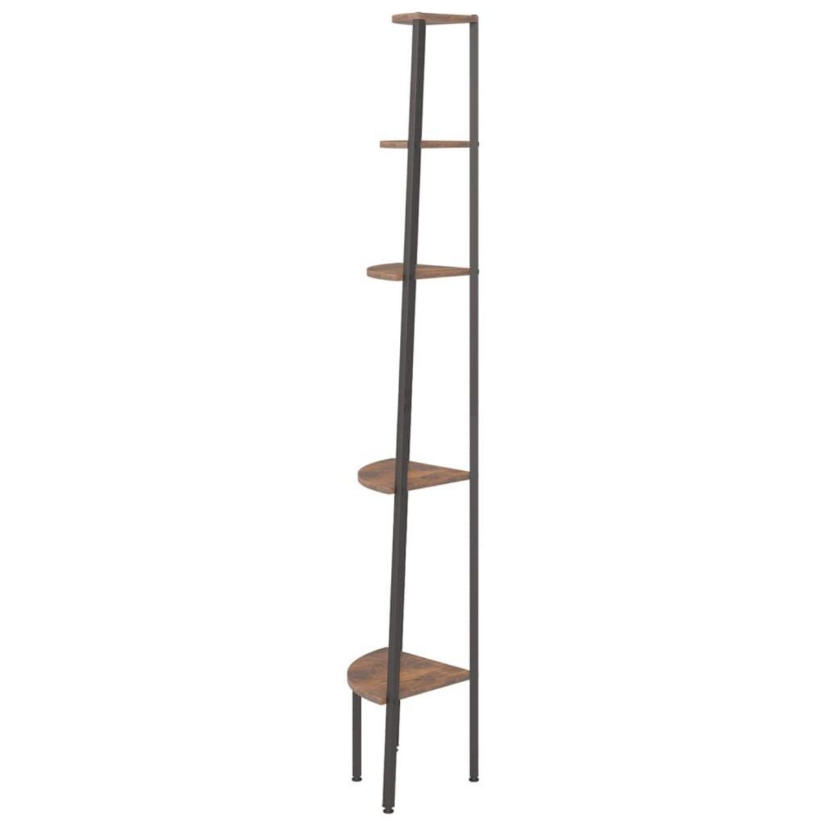 VIDAXL Etagere d'angle 5 niveaux Marron fonce et noir 45,5x31,5x180 cm