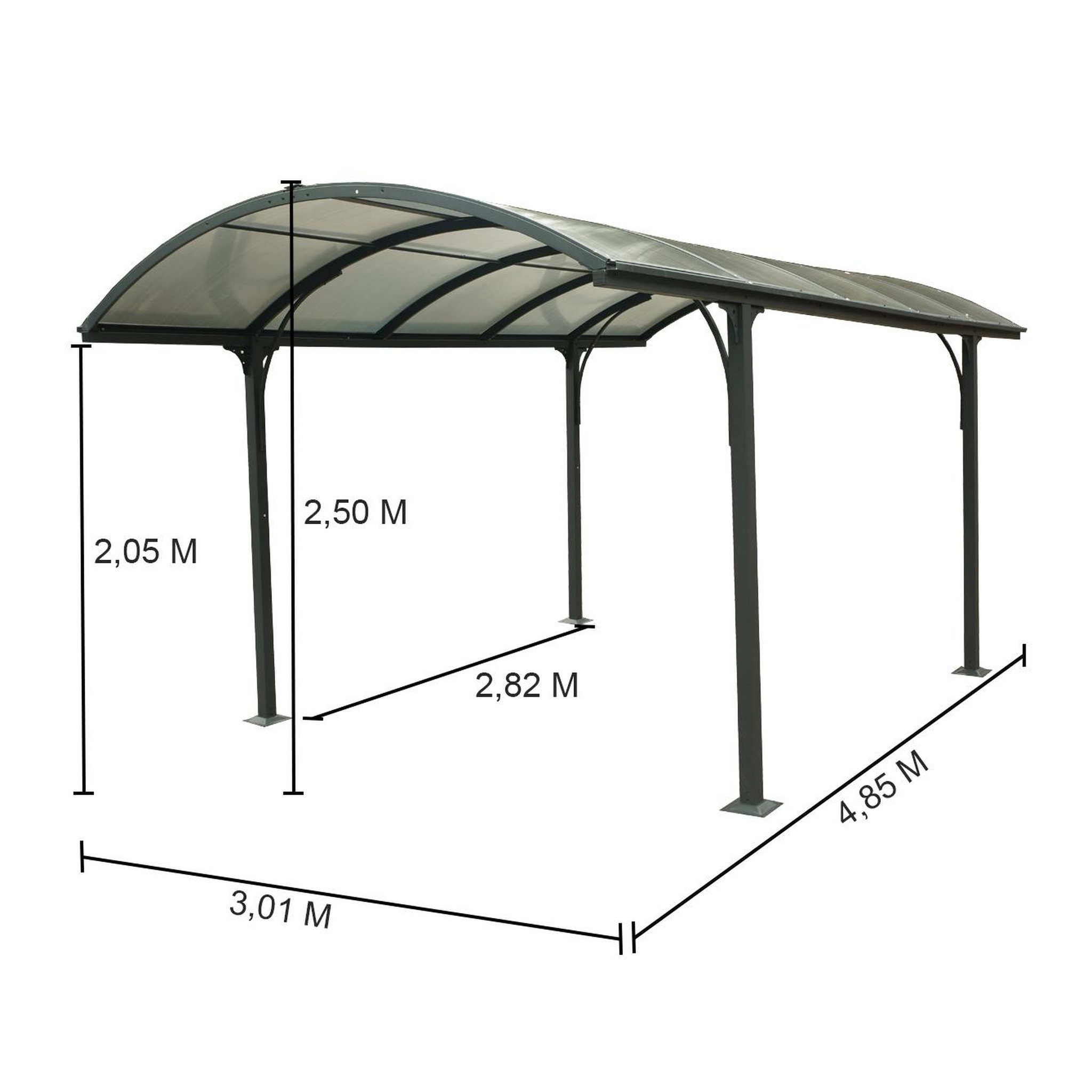 Voir la diapositive 2 : Habrita Carport Aluminium - Anthracite - 14,62m² - BLACKPOOL