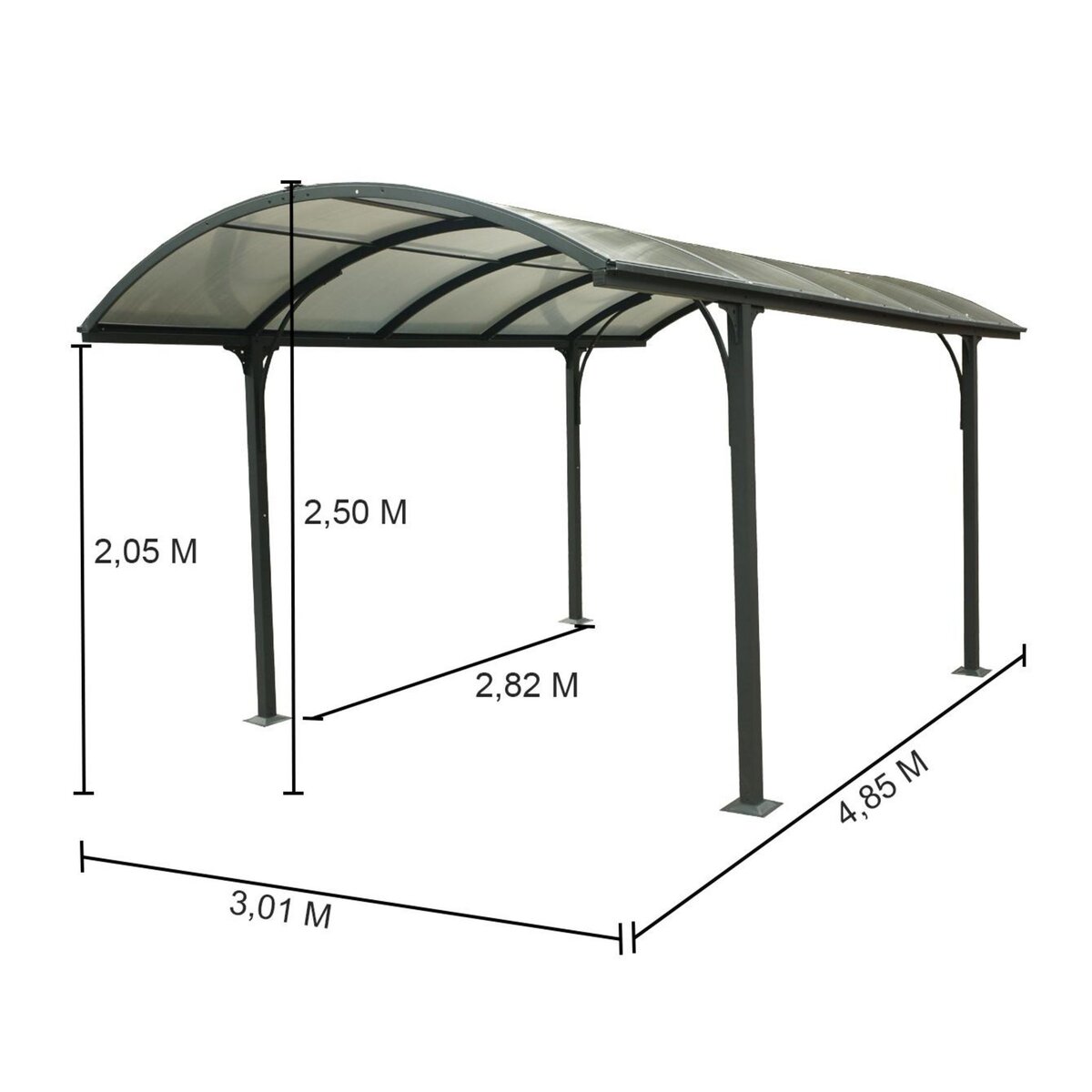 Habrita Carport Aluminium - Anthracite - 14,62m² - BLACKPOOL