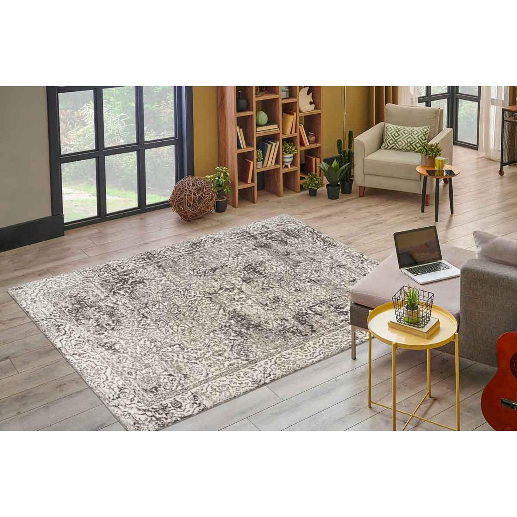 Voir la diapositive 5 : Paris Prix Tapis tissé oriental à poils plats  davio  gris