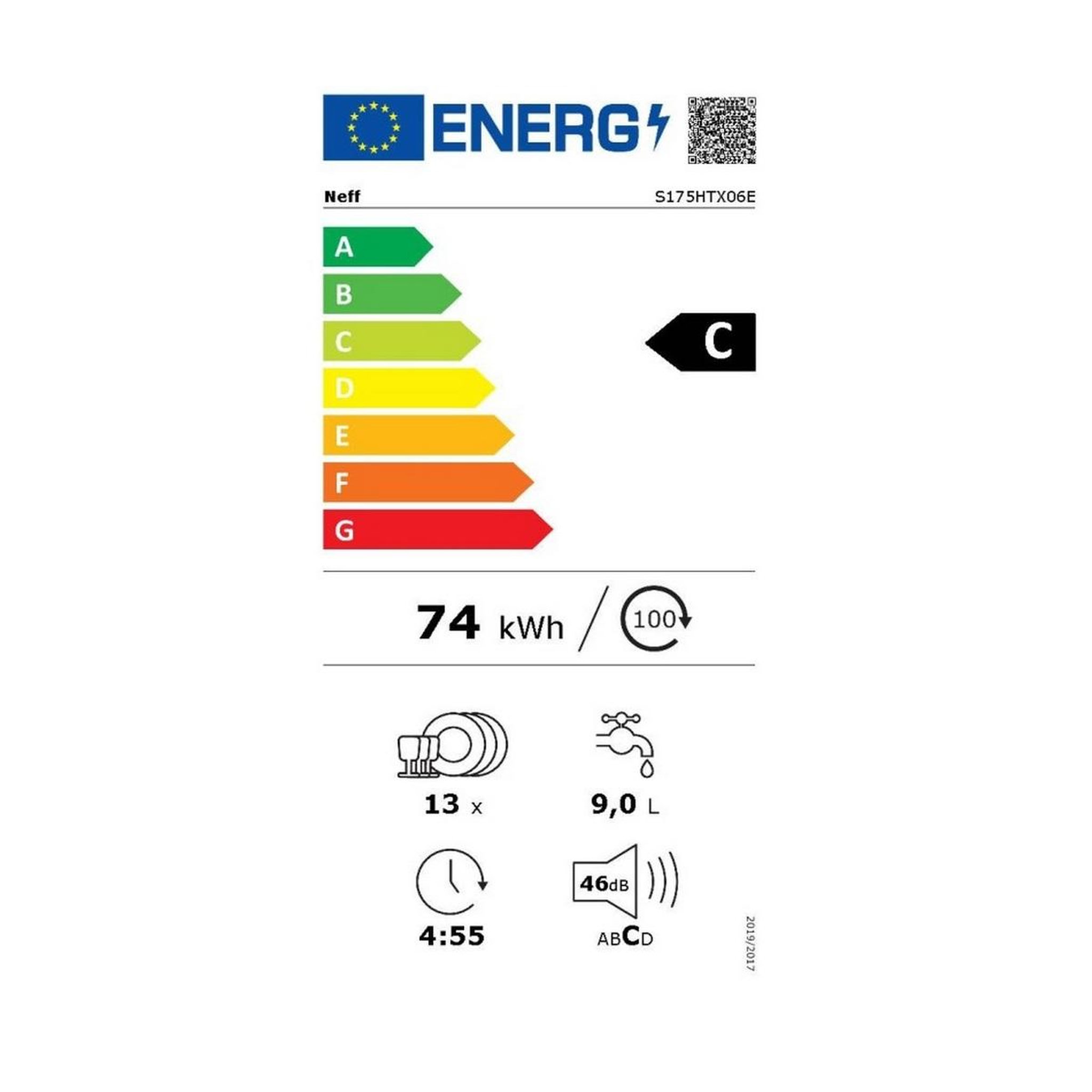Voir la diapositive 2 : Neff Lave-vaisselle 59.8cm 13 couverts 46db intégrable - s175htx06e