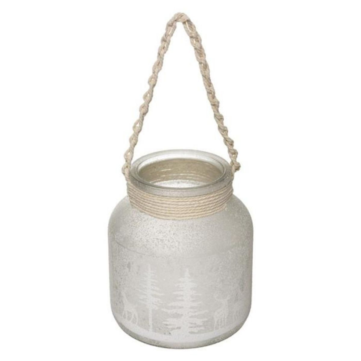 FEERIC LIGHT & CHRISTMAS Lanterne Déco Motif Enneigé  Cocon  16cm Blanc