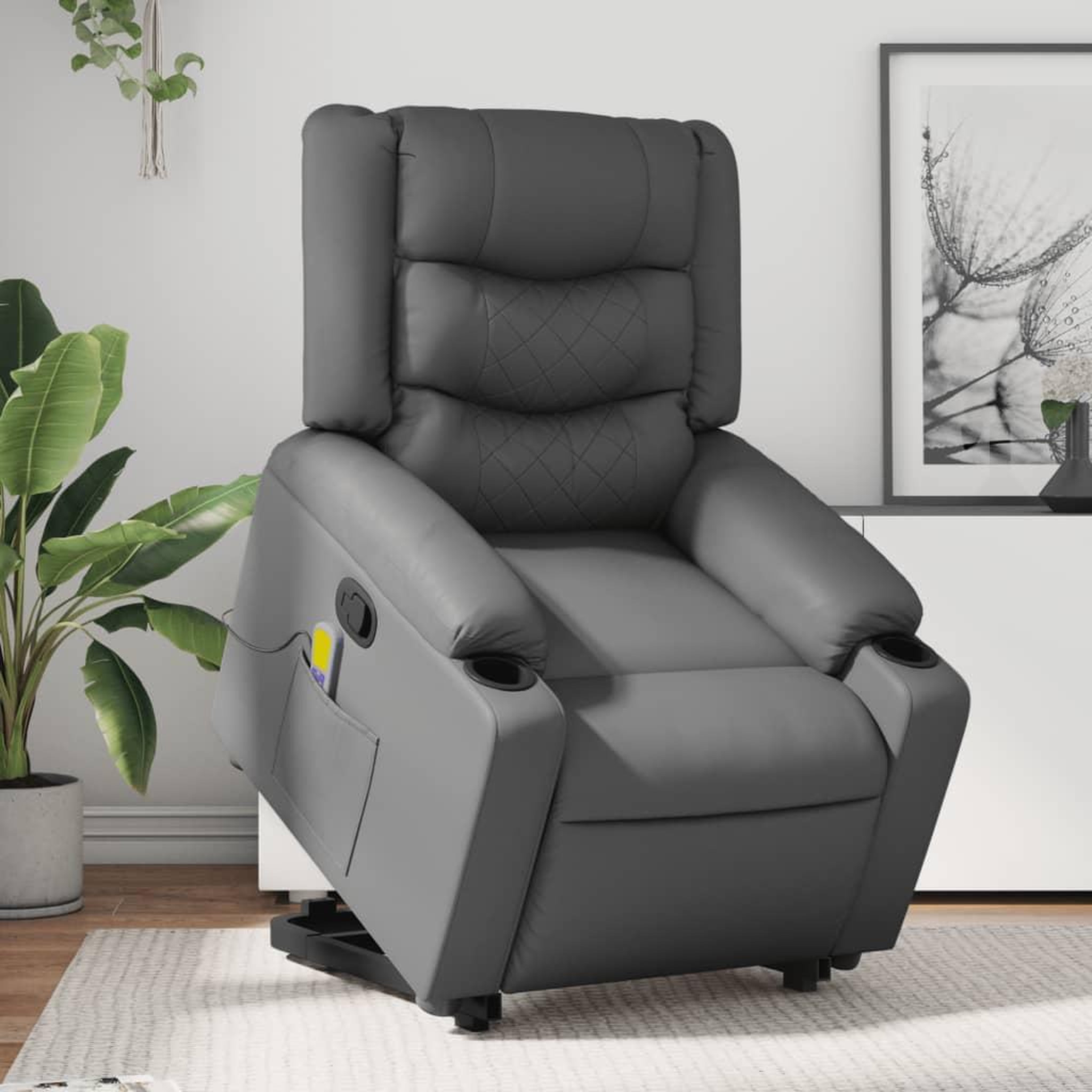 VIDAXL Fauteuil inclinable de massage Gris Similicuir