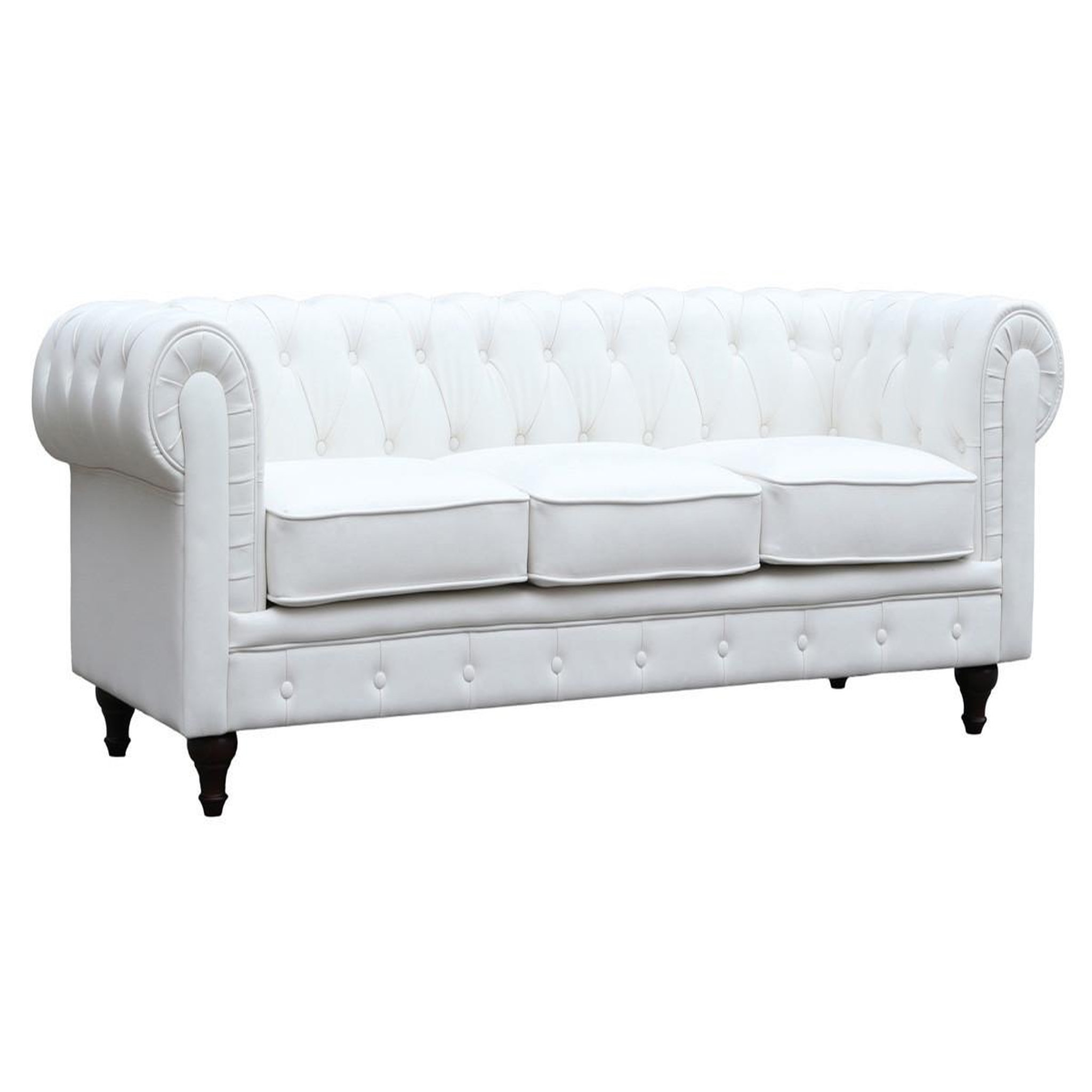 Habitat et Jardin Canapé fixe chesterfield  aliza  - 208 x 82 x 70 cm - 3 places - blanc