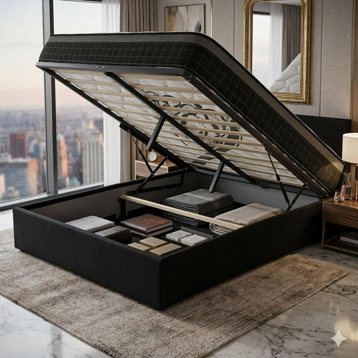 KING OF DREAMS Ensemble Lit Coffre et Matelas  Soutien Ferme 2 Faces