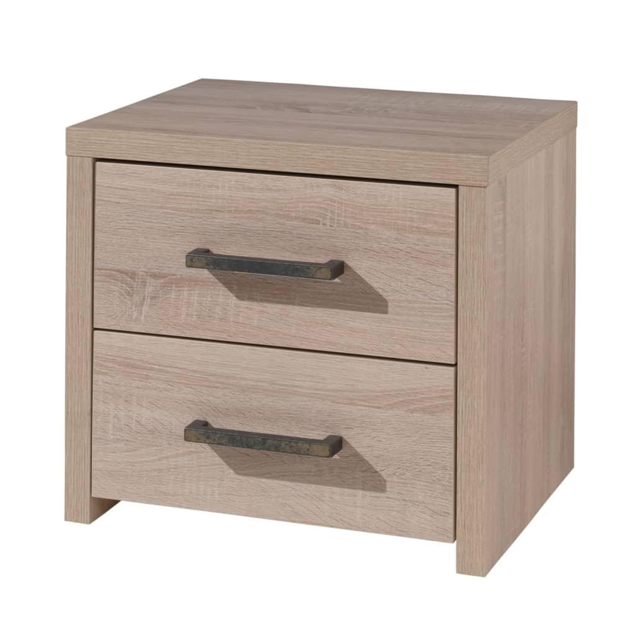 Voir la diapositive 2 : Vipack Vipack Table de chevet a 2 tiroirs Aline Chene clair