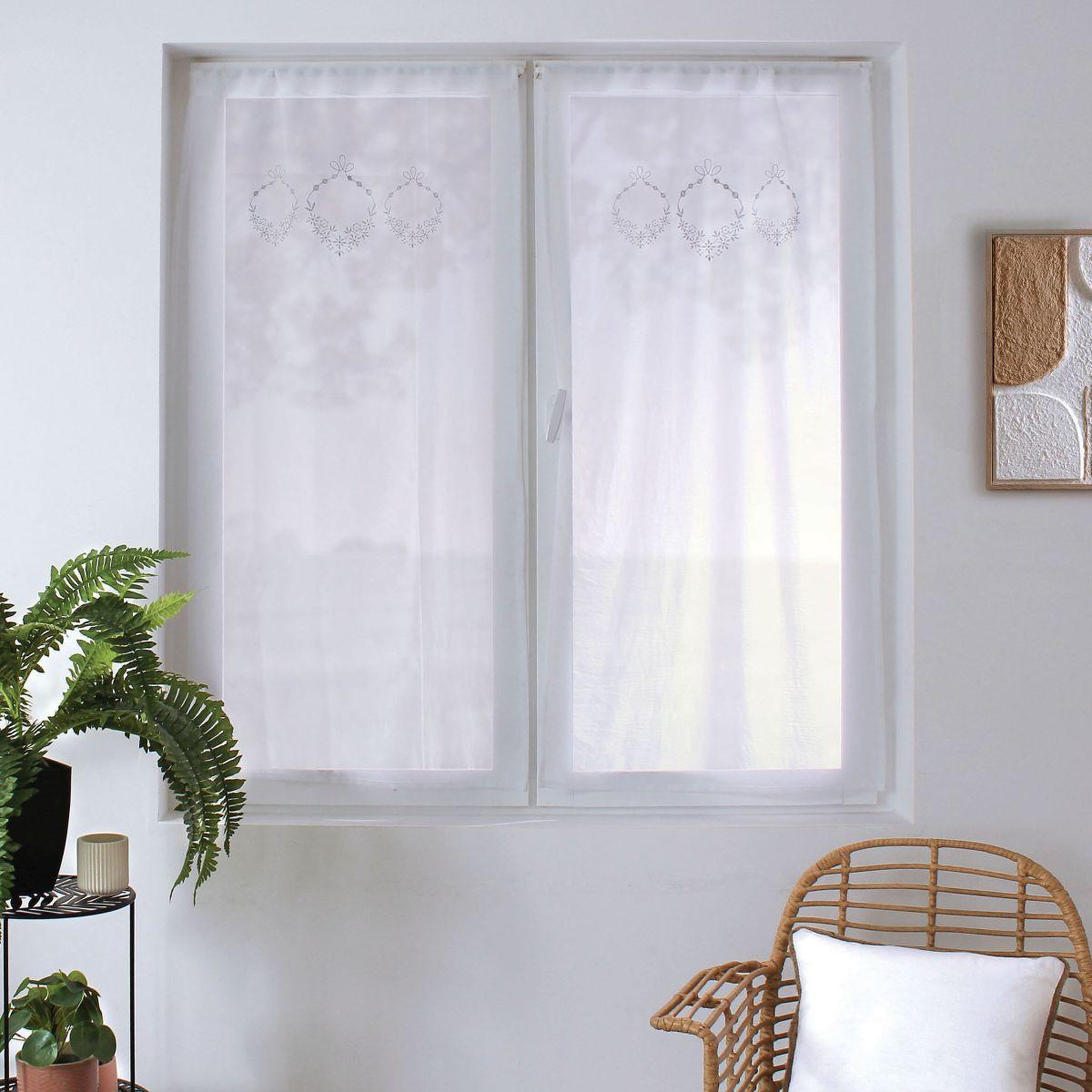 ENJOY HOME Paire de voilages brodés  sara  60x120cm gris