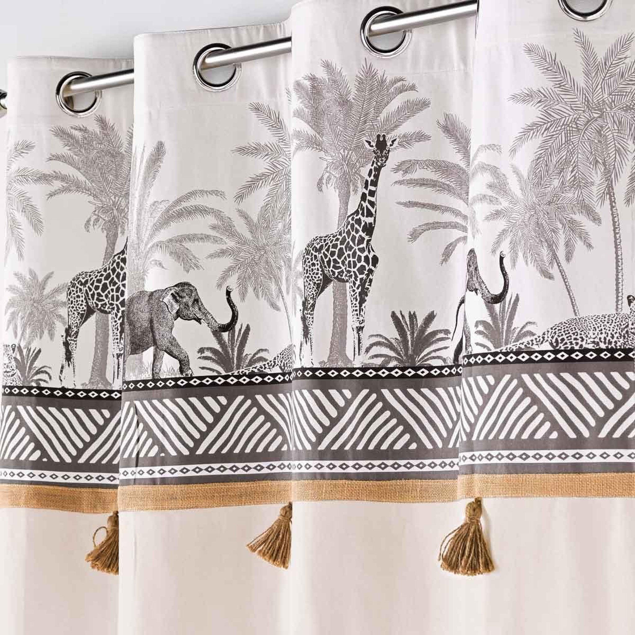 Voir la diapositive 2 : Douceur d'Intérieur Rideau à œillets  kenya lodge  140x240cm naturel