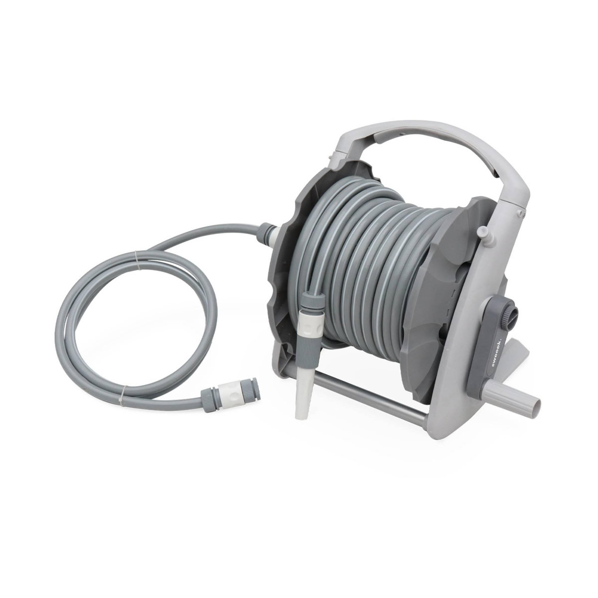 SWEEEK Dévidoir mural mini 20m. enrouleur avec tuyau d'arrosage. raccord et lance fournis