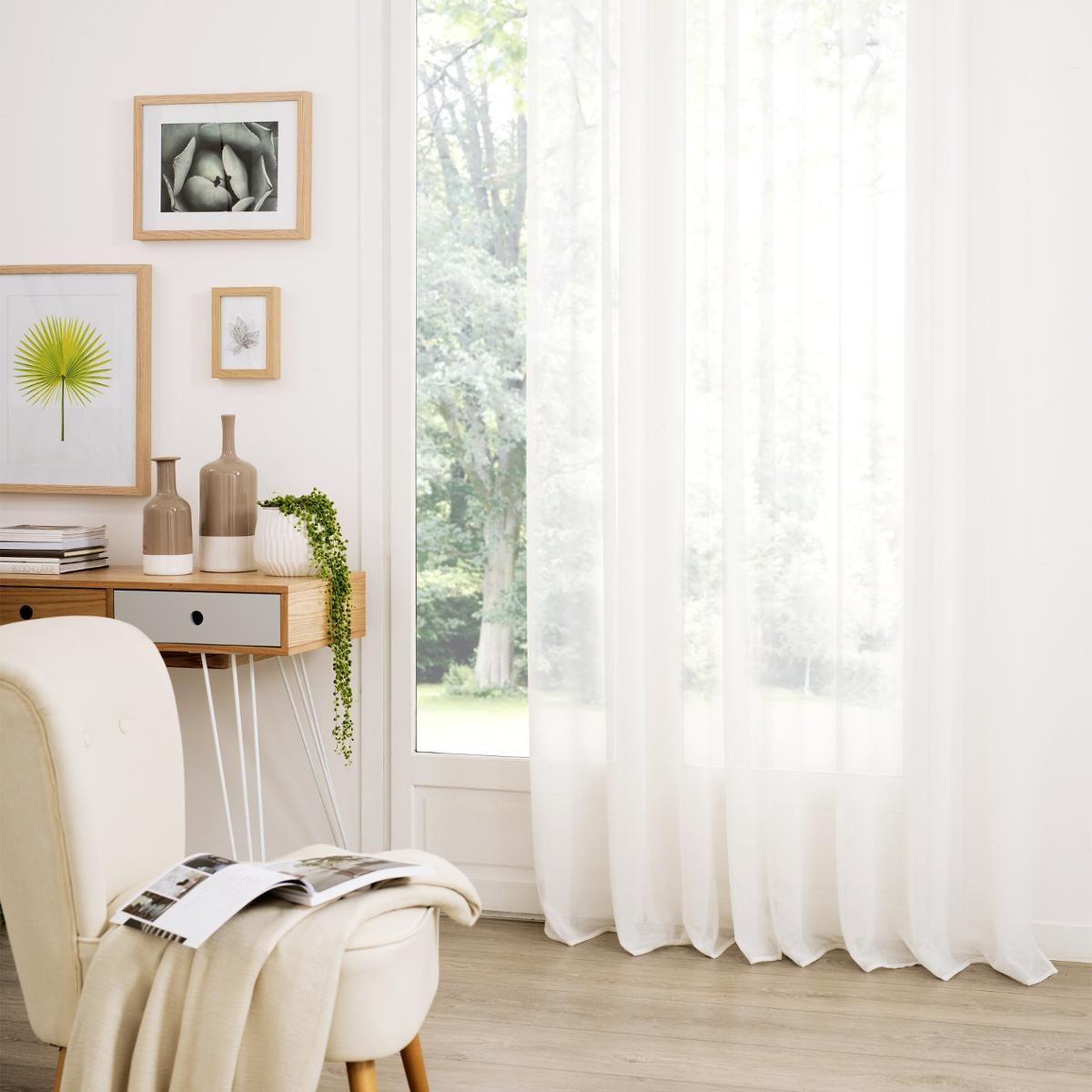 Voir la diapositive 1 : ATMOSPHERA Rideau voilage  etamine  140x260cm blanc