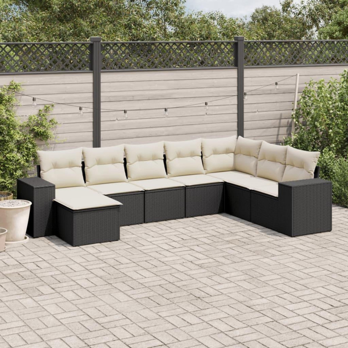 VIDAXL Salon de jardin 8 pcs avec coussins noir resine tressee