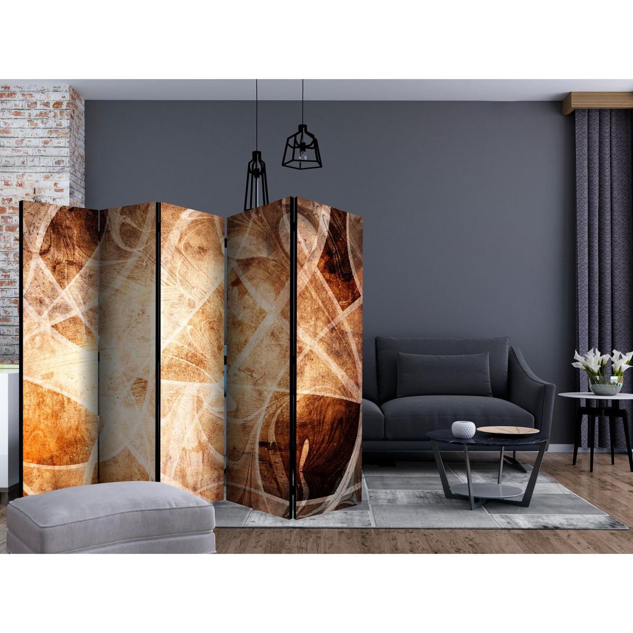 Voir la diapositive 2 : Paris Prix Paravent 5 volets  brown texture  172x225cm