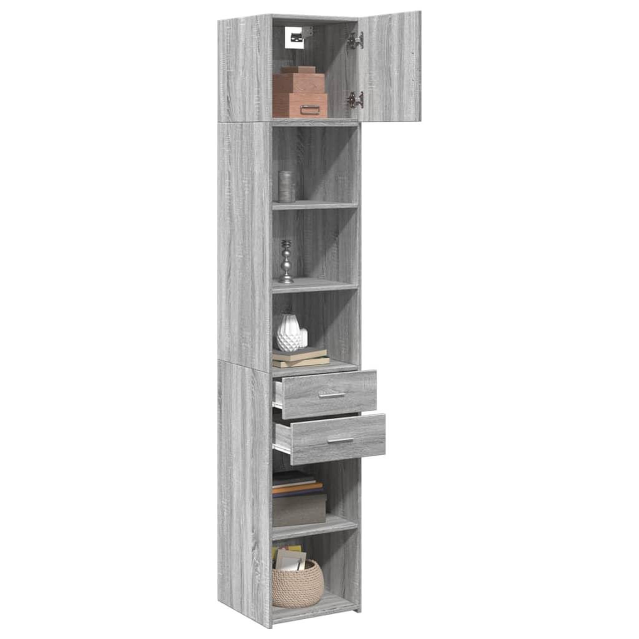 Voir la diapositive 3 : VIDAXL Armoire de rangement mince sonoma gris 40x42,5x225 cm