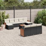 VIDAXL Salon de jardin 11 pcs avec coussins noir resine tressee