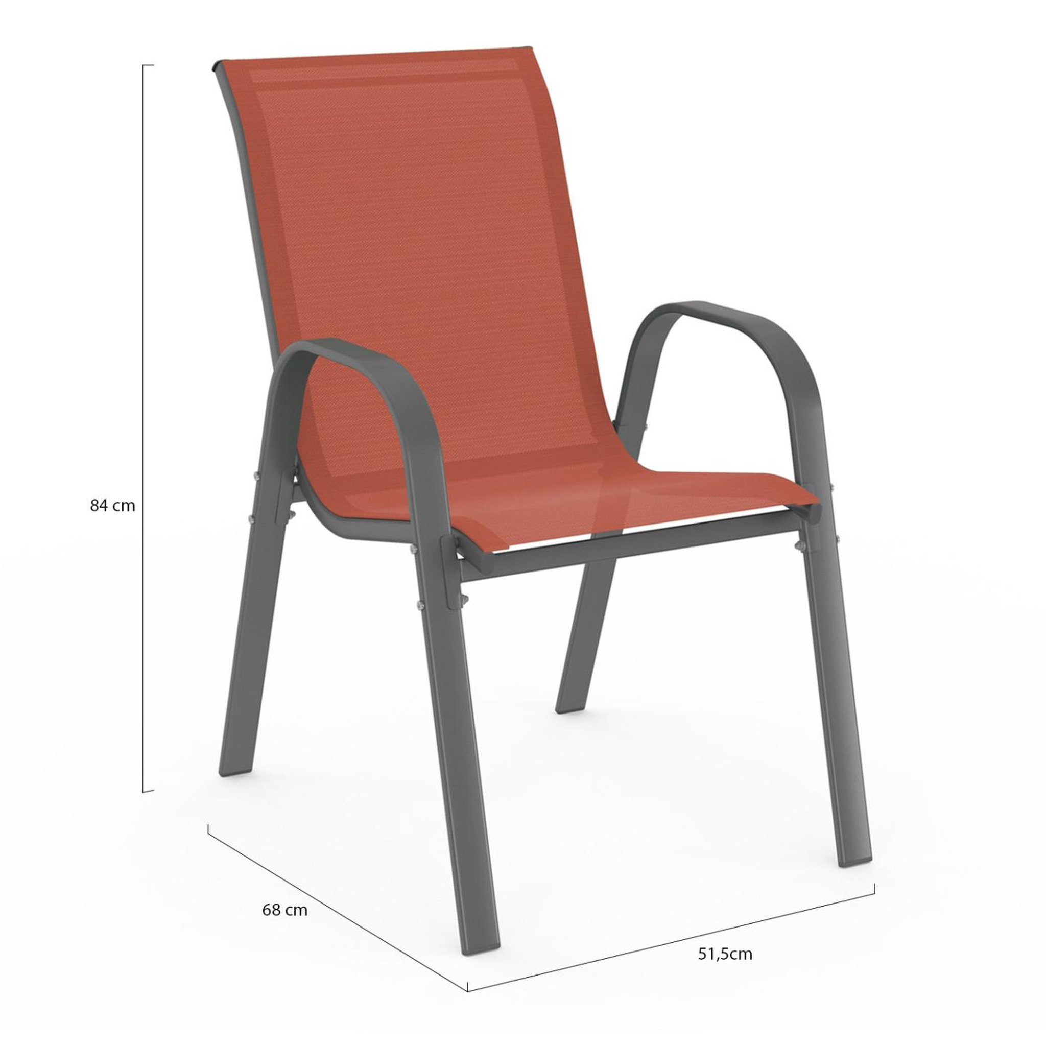Voir la diapositive 6 : ID MARKET Lot de 6 chaises de jardin lyma métal et textilène empilables terracotta et gris