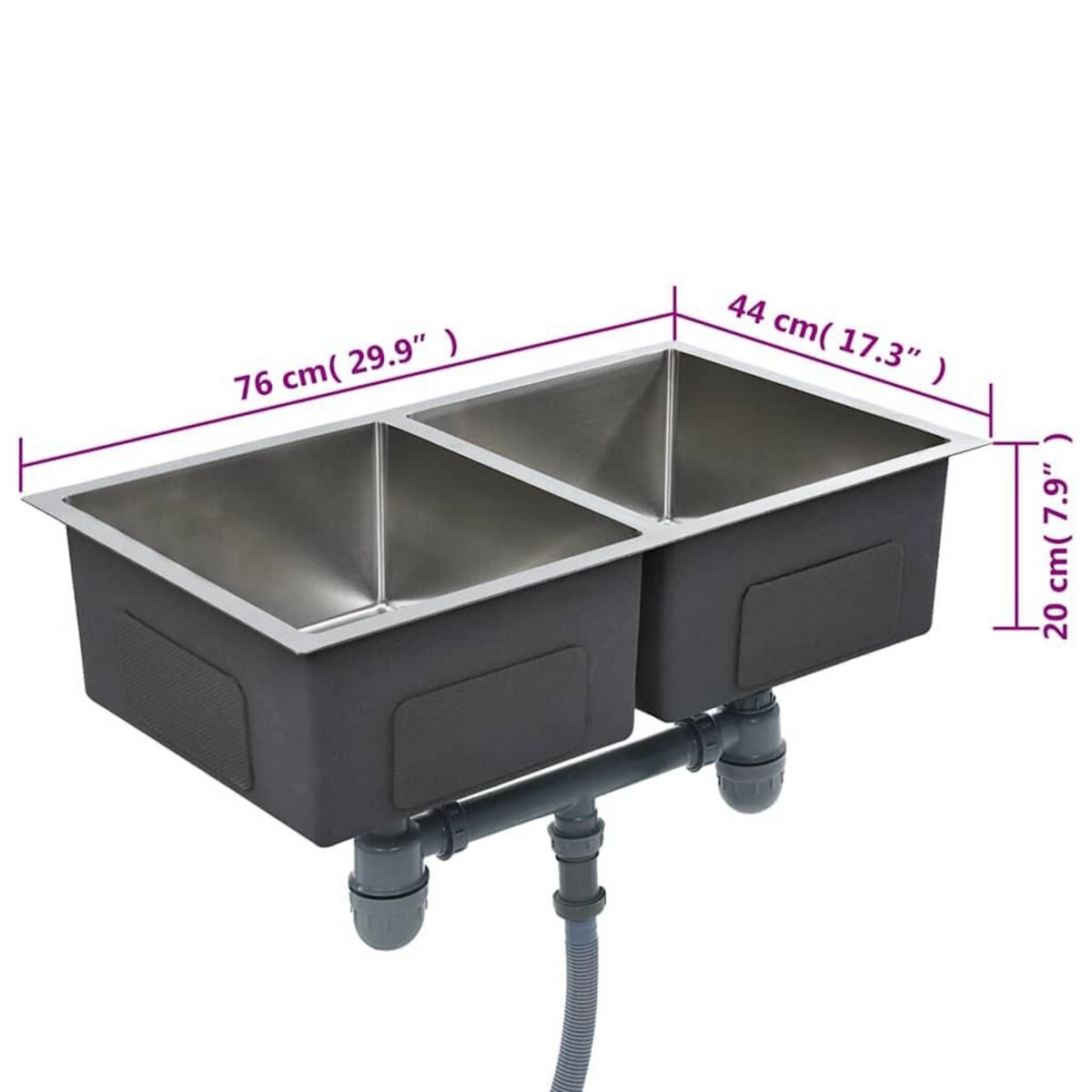 VIDAXL Evier de cuisine fait a la main Acier inoxydable