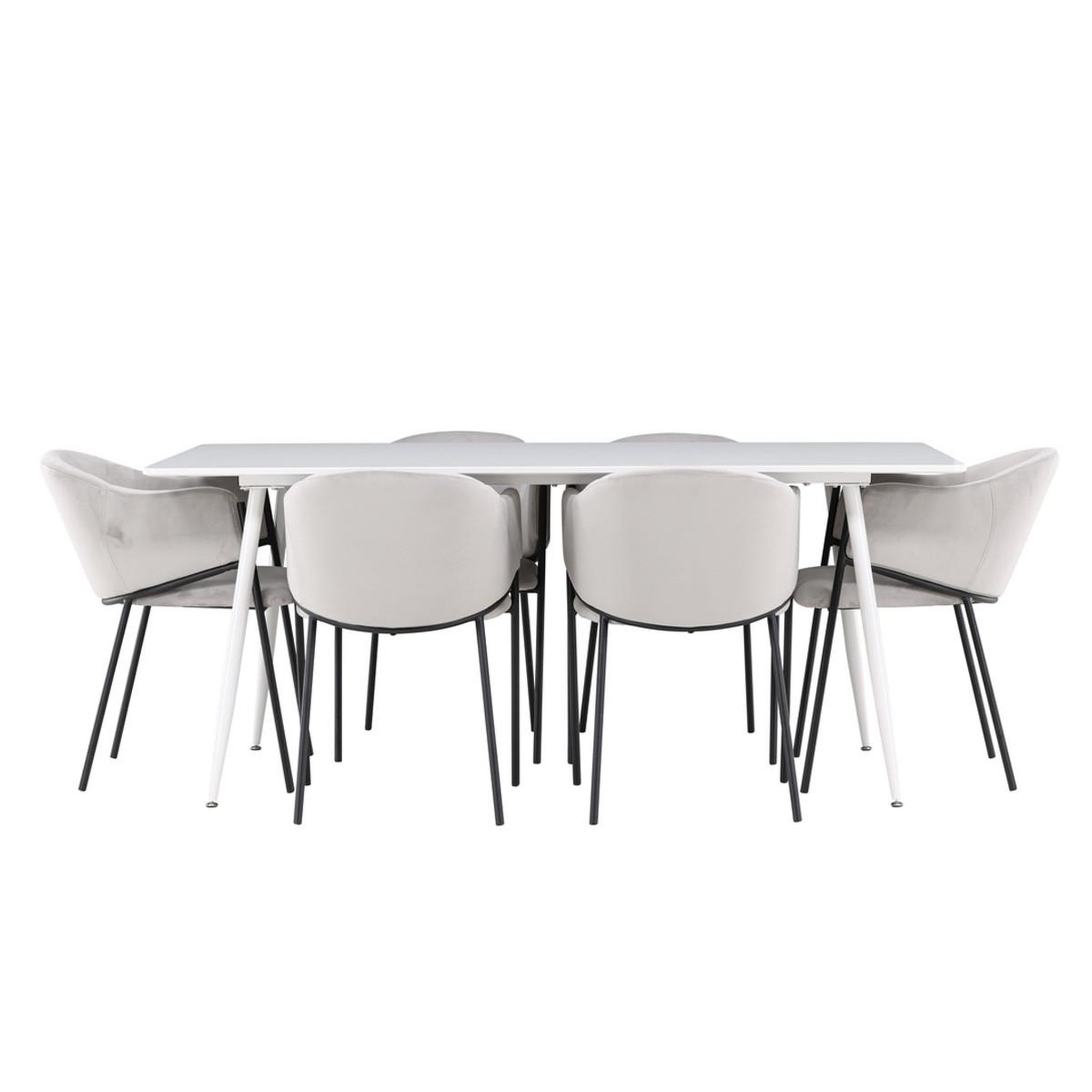 Paris Prix Ensemble table à manger & 6 chaises  evelina & silar  180cm blanc & gris