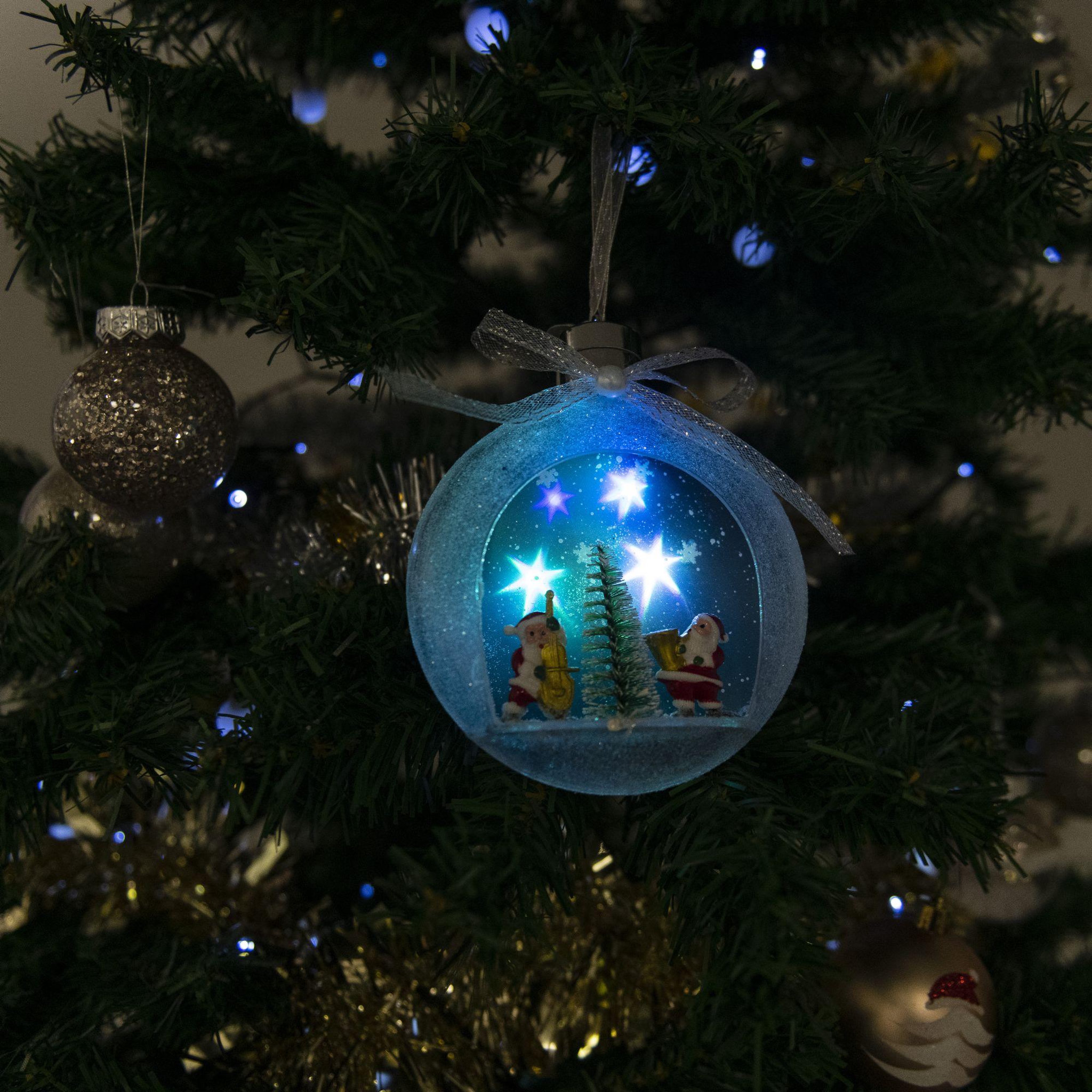 Voir la diapositive 4 : WERKAPRO Boule Papa Noël lumineuse multicolore