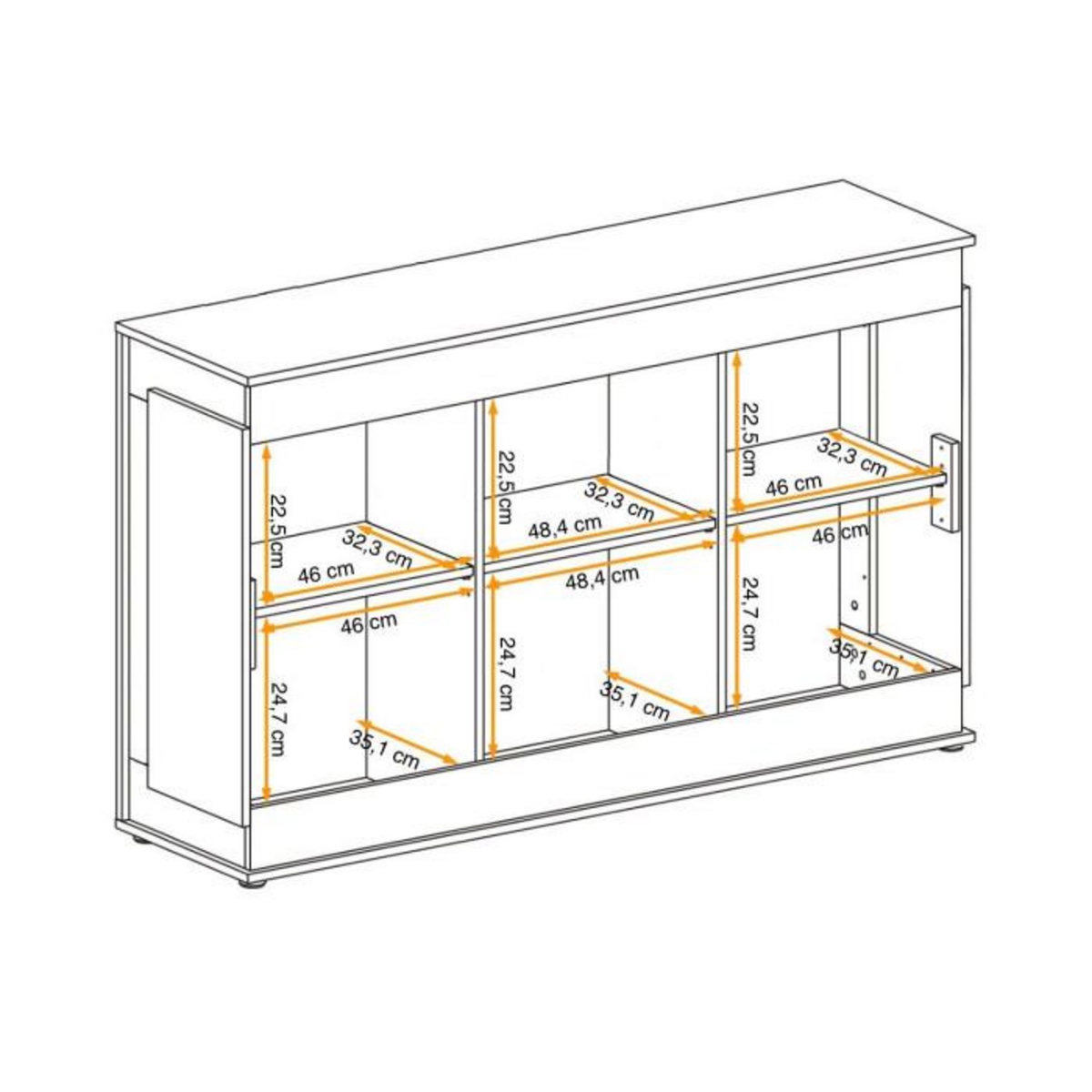 Paris Prix Buffet 3 Portes Design  Berlin  150cm Gris & Naturel