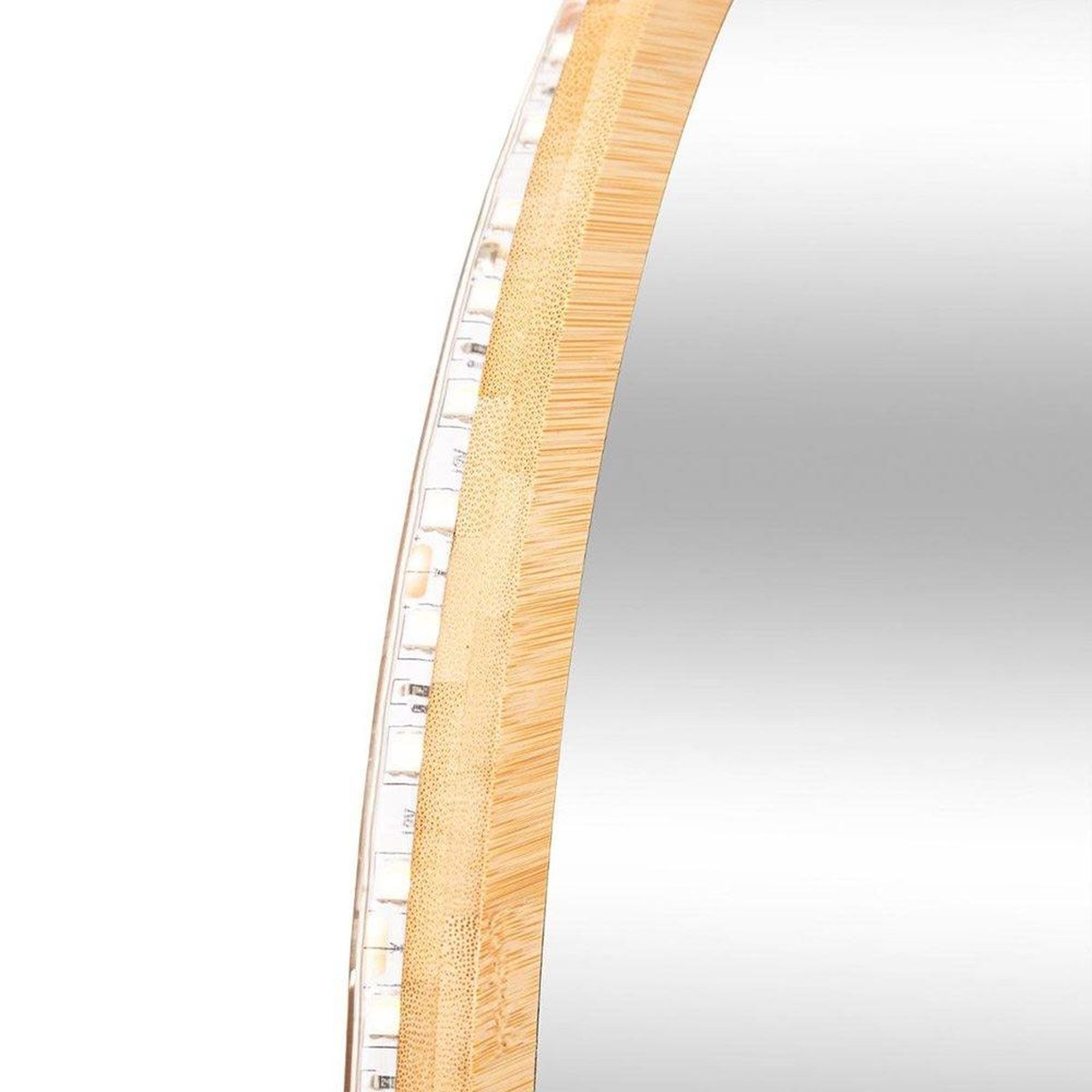 Voir la diapositive 3 : ATMOSPHERA Miroir rond mural LED bambou 57 cm