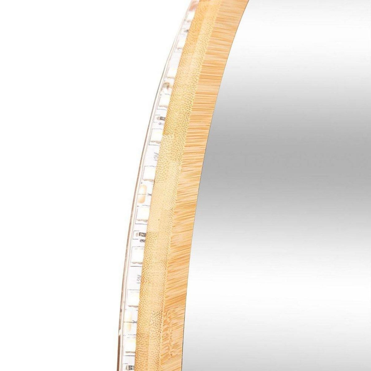 ATMOSPHERA Miroir rond mural LED bambou 57 cm