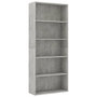 Voir la diapositive 2 : VIDAXL Bibliotheque a 5 niveaux Gris beton 80x30x189cm Bois ingenierie