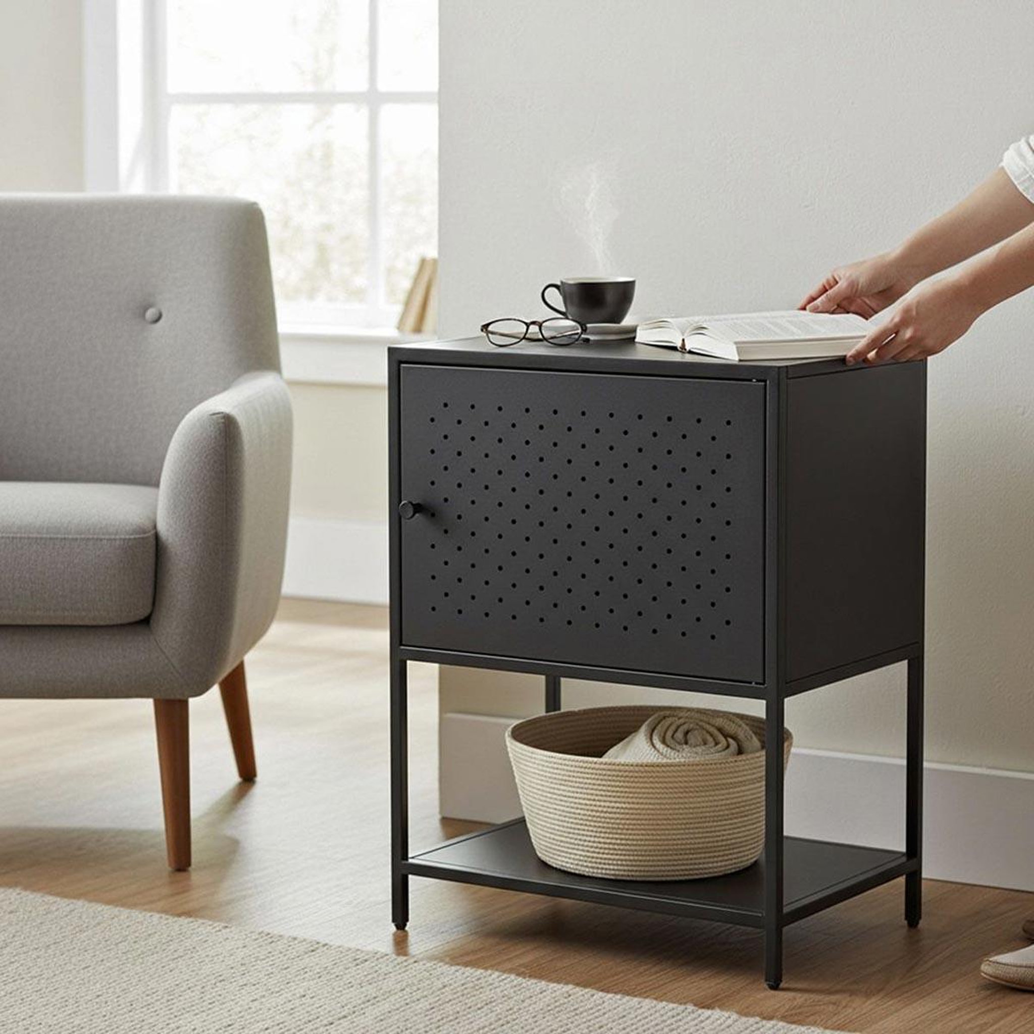Voir la diapositive 6 : Paris Prix Table de chevet design  boston  60cm noir