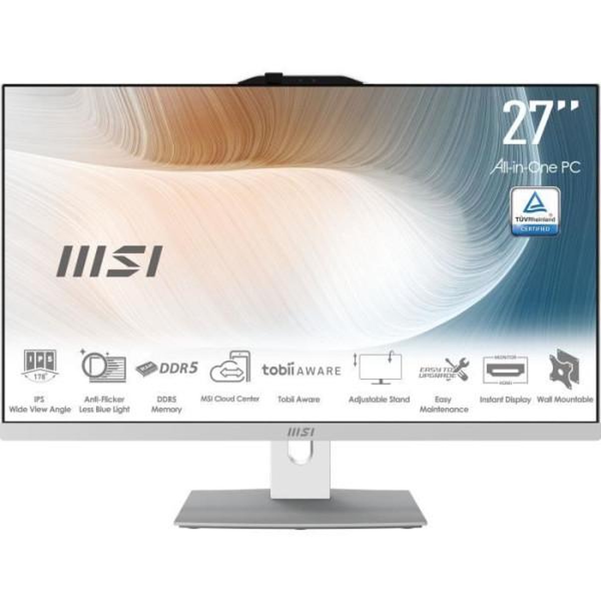 Voir la diapositive 2 : MSI Pc tout-en-un msi - 27'' - sans windows -ecran fhd - core 7 150u - ram 16go - stockage 1to - pied ajustable - clavier et souris