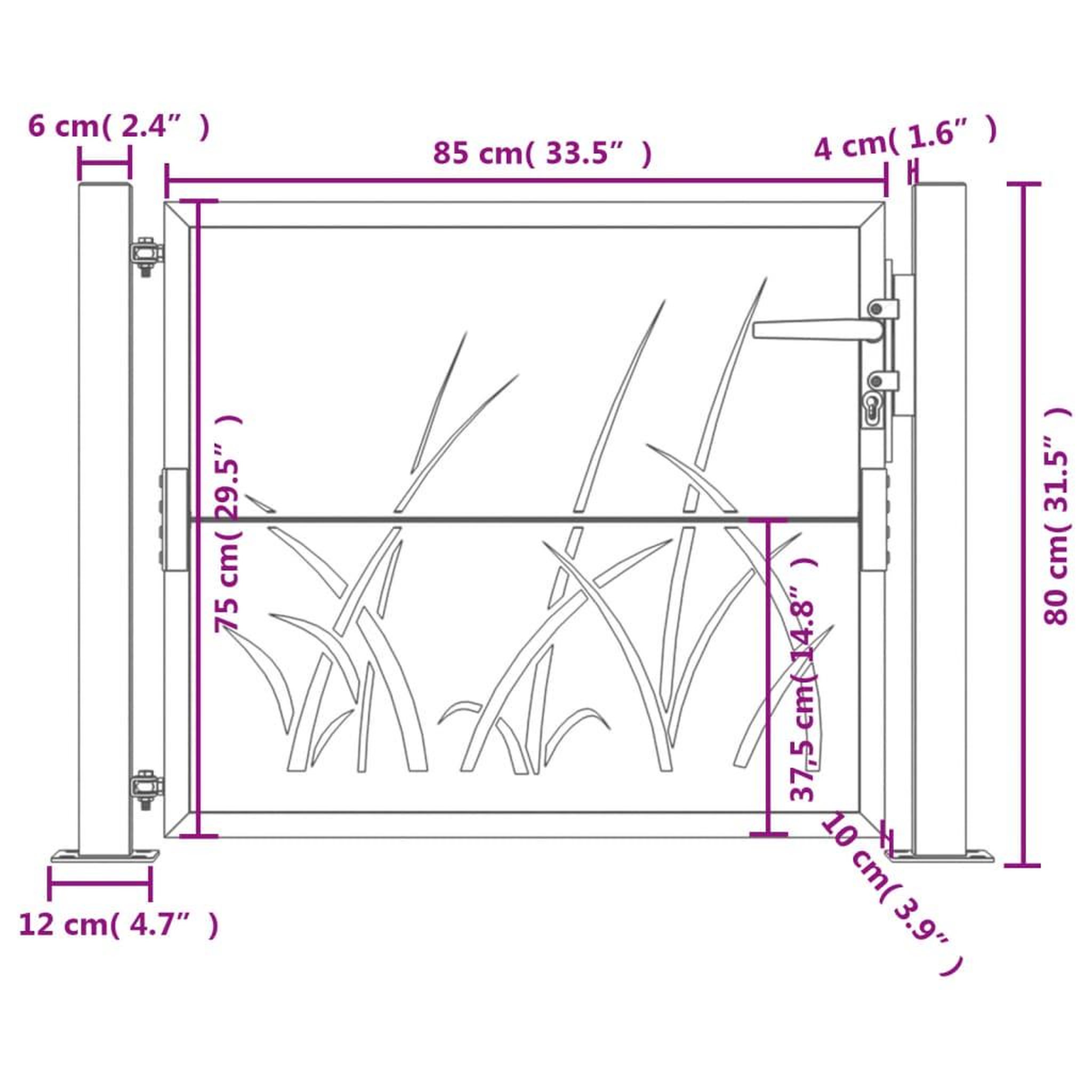 Voir la diapositive 6 : VIDAXL Portail de jardin anthracite 105x80 cm acier conception d'herbe