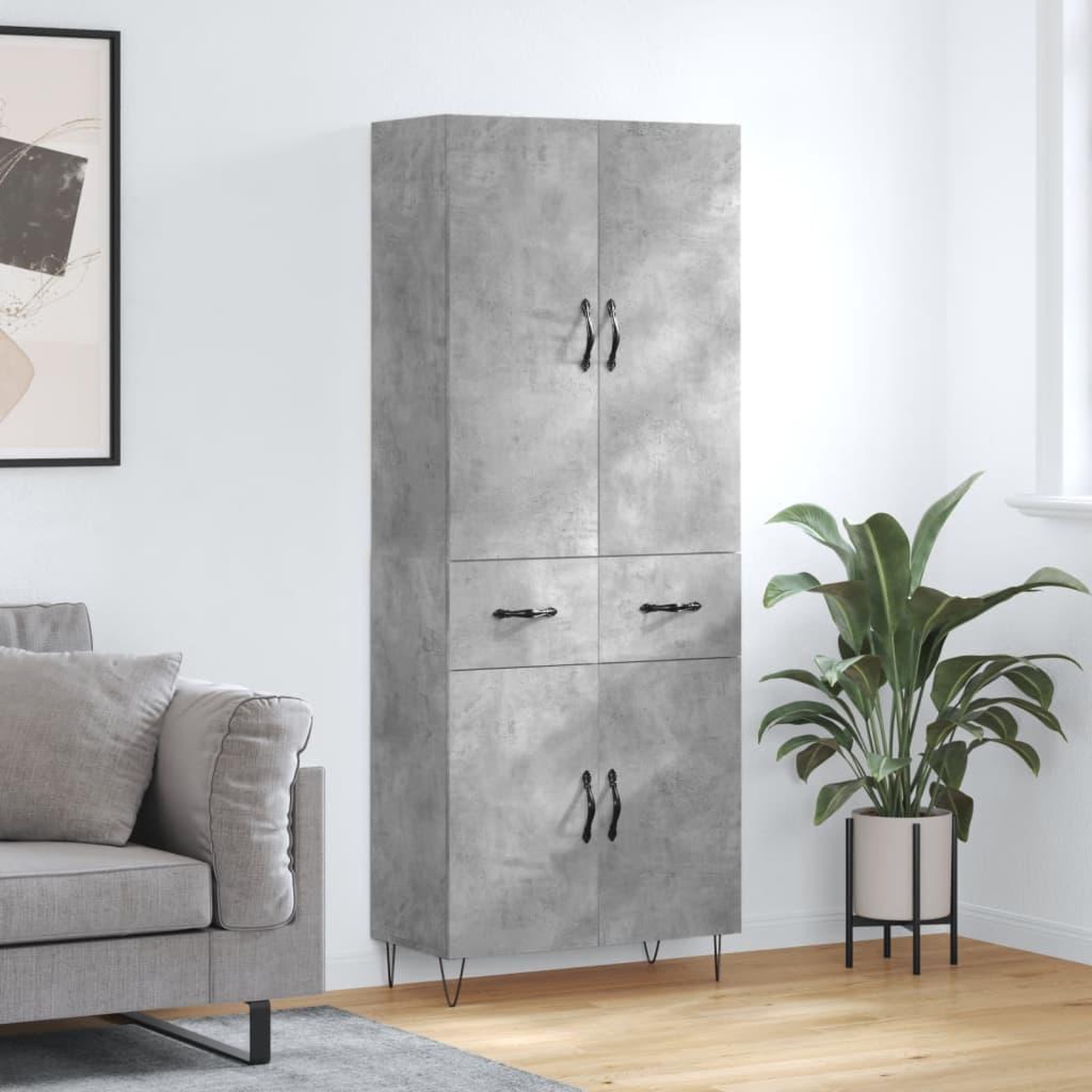 VIDAXL Buffet haut Gris beton 69,5x34x180 cm Bois d'ingenierie