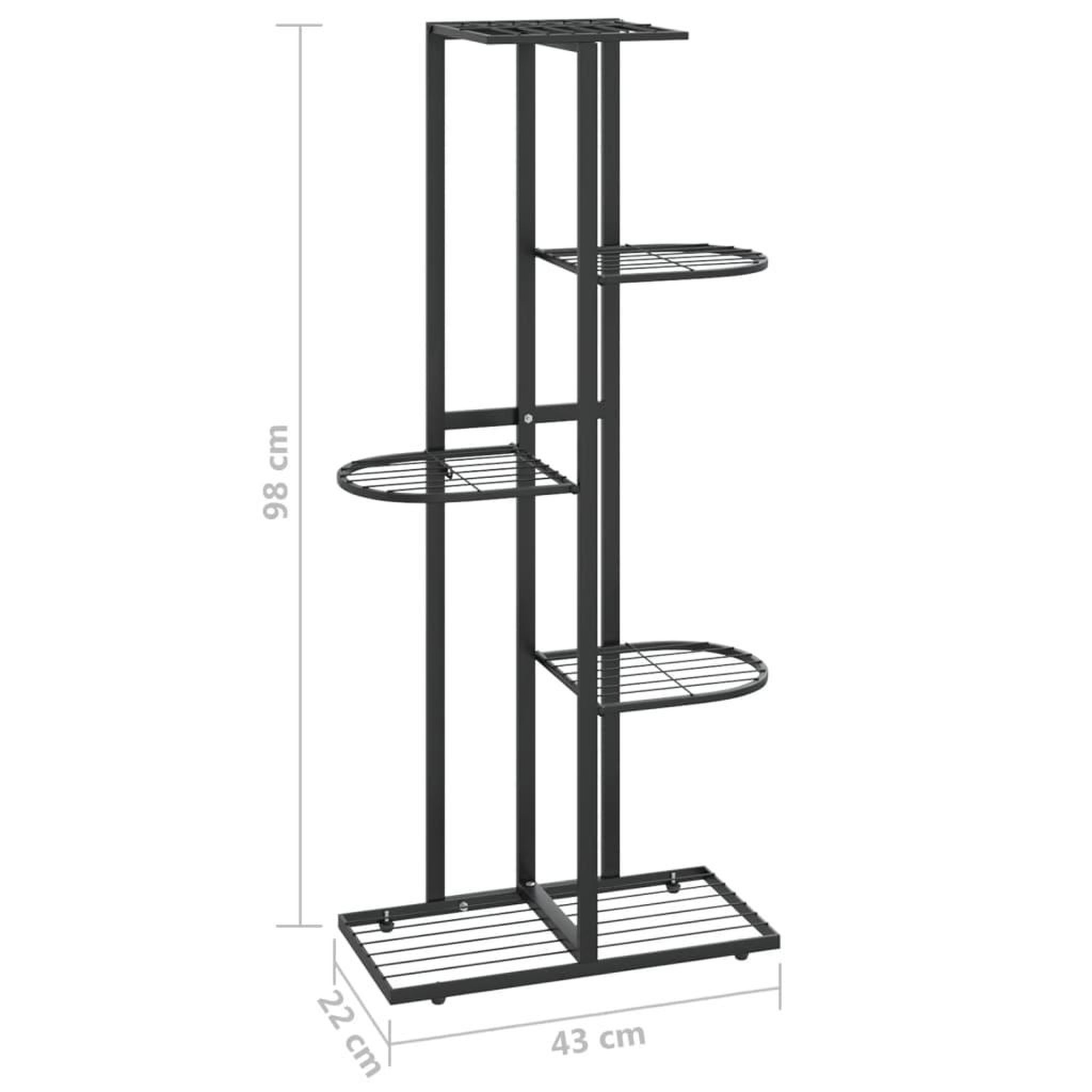 Voir la diapositive 6 : VIDAXL Support pour plantes 5 niveaux 43x22x98 cm Noir Metal