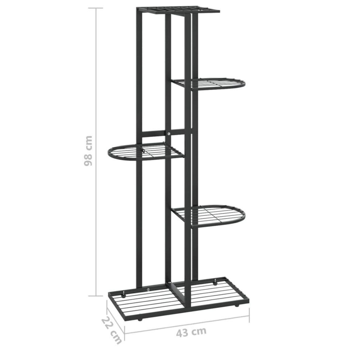 VIDAXL Support pour plantes 5 niveaux 43x22x98 cm Noir Metal