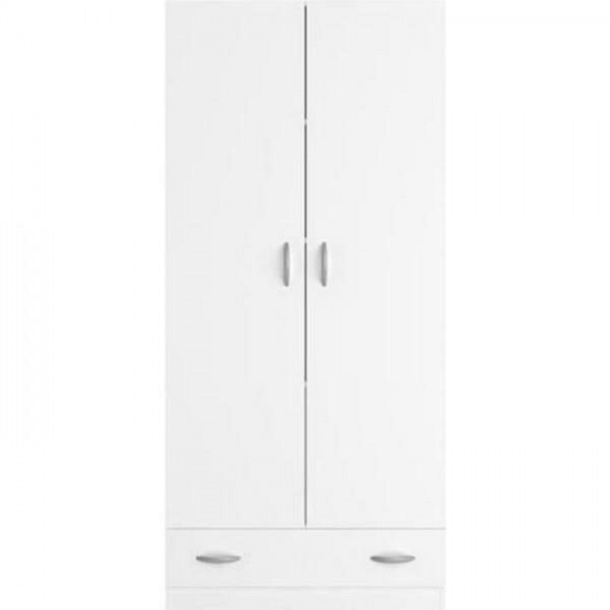 PARISOT PARISOT Armoire 2 portes battantes + 1 tiroir - Panneaux de particules - Décor Blanc - L 78 cm x P 38 cm x H 170 cm - VARIA