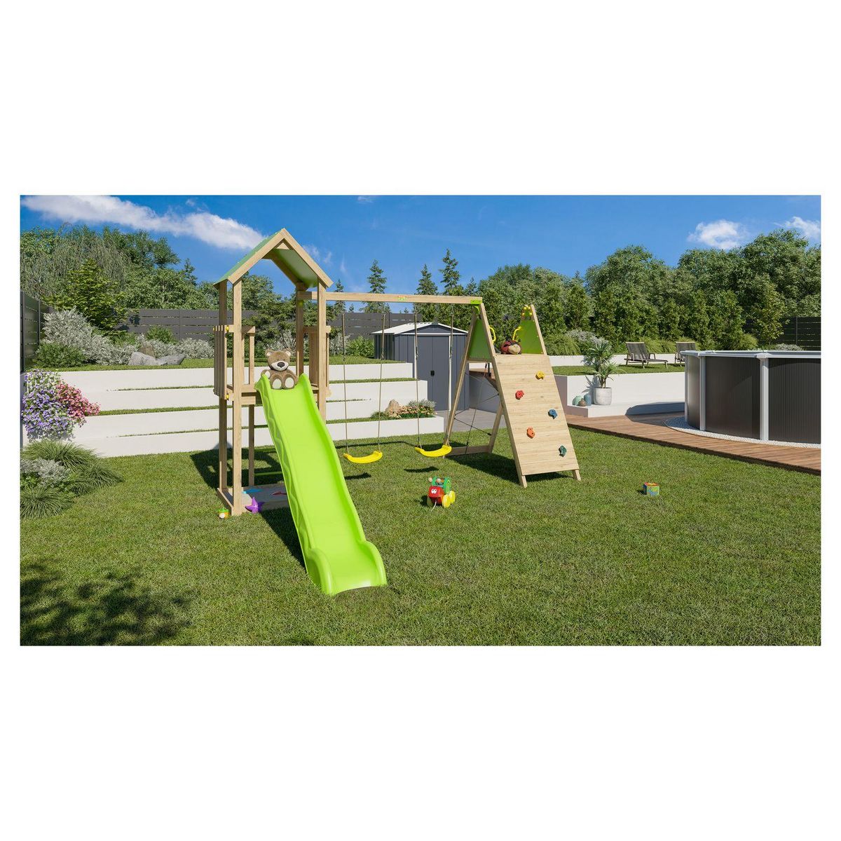 trigano Aire de jeux avec toboggan - Bois - H2,20m - EXPERIENCE