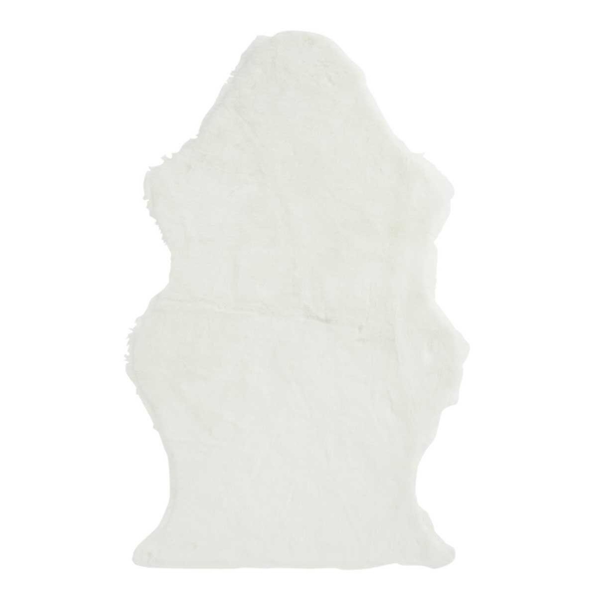 Voir la diapositive 1 : J-LINE Tapis imitation fourrure  lesley  60x94cm blanc