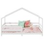 IDIMEX Lit cabane RENA lit simple montessori pour enfant 90 x 190 cm, avec barrières de protection, en pin massif lasuré blanc