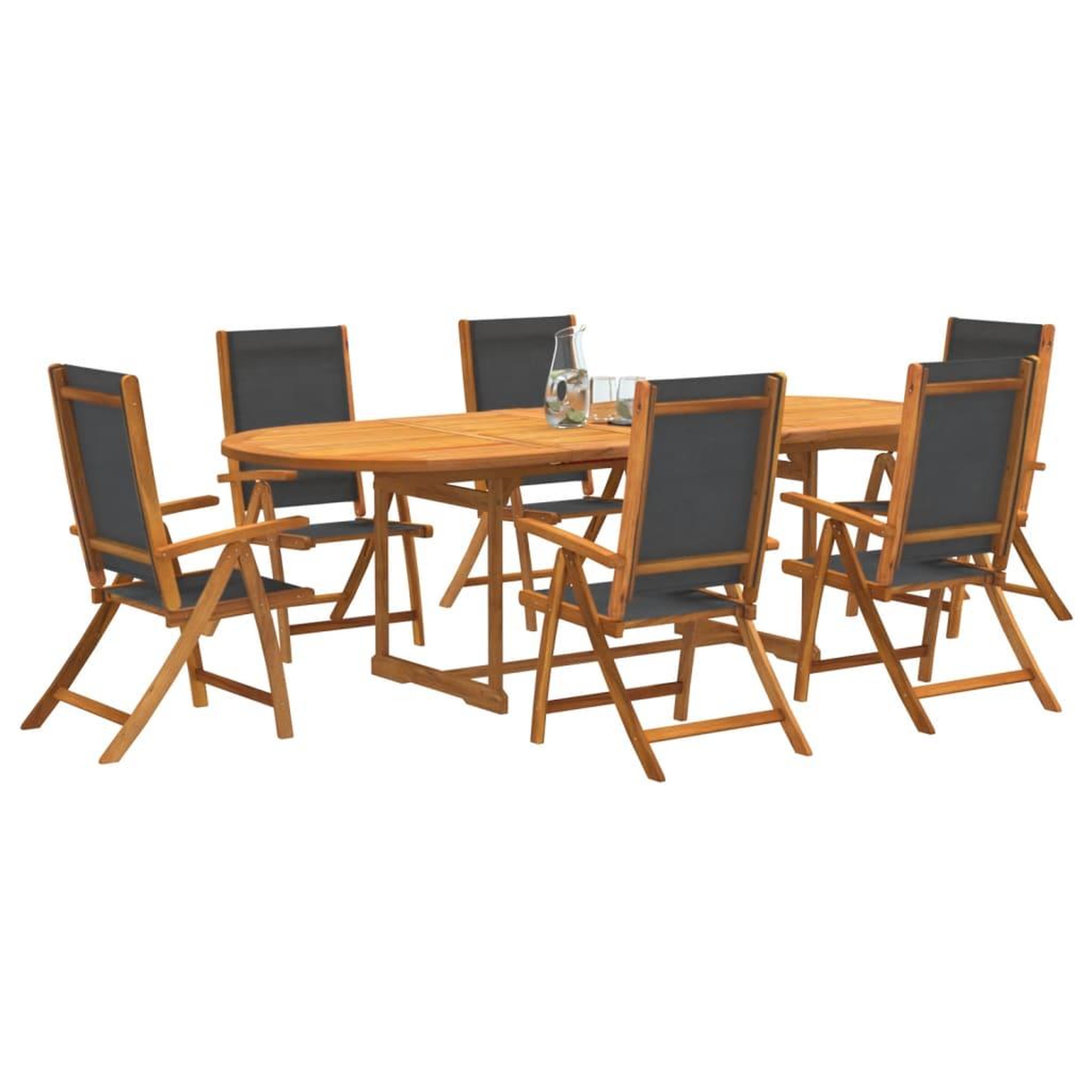 VIDAXL Ensemble a Manger de jardin 7pcs bois d'acacia solide textilene