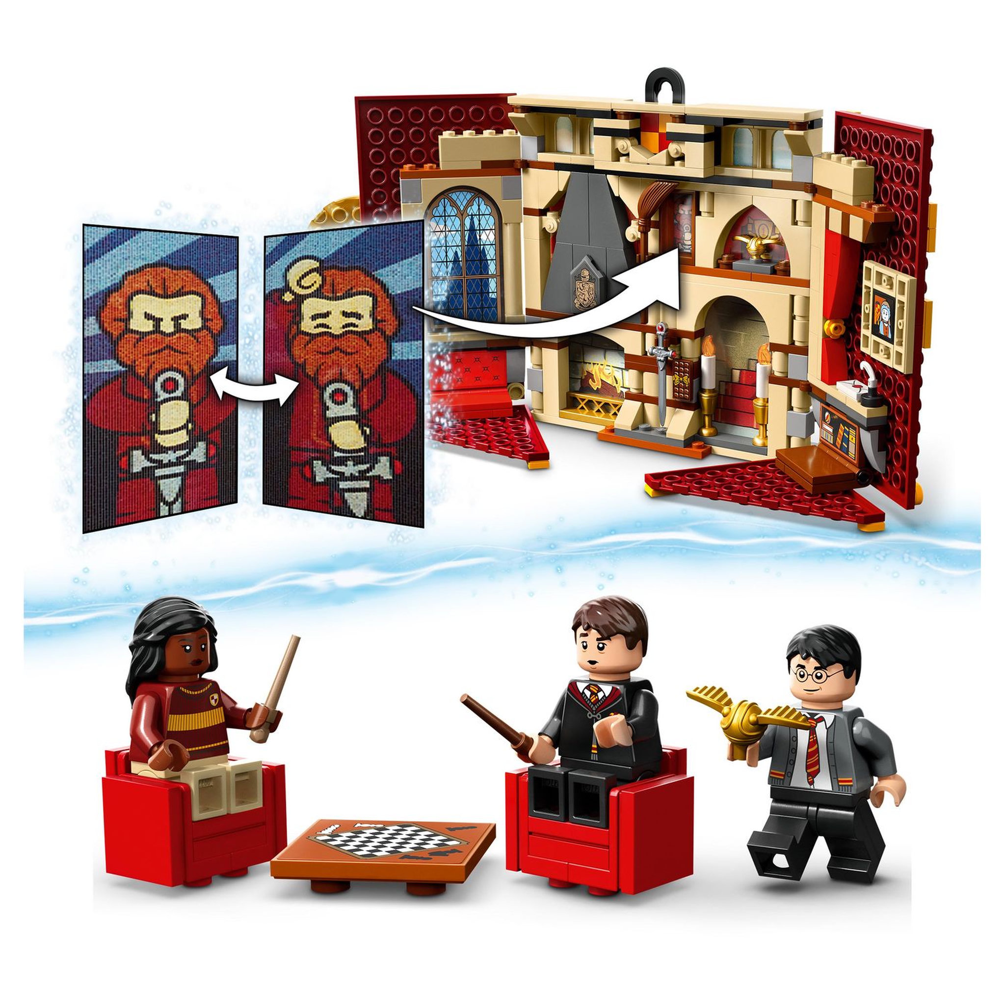 Voir la diapositive 6 : LEGO Harry Potter 76409 - Le blason de la maison Gryffondor, jouet avec 3 Minifigurines, Décoration Murale de la Salle Commune du Château de Poudlard, Collection