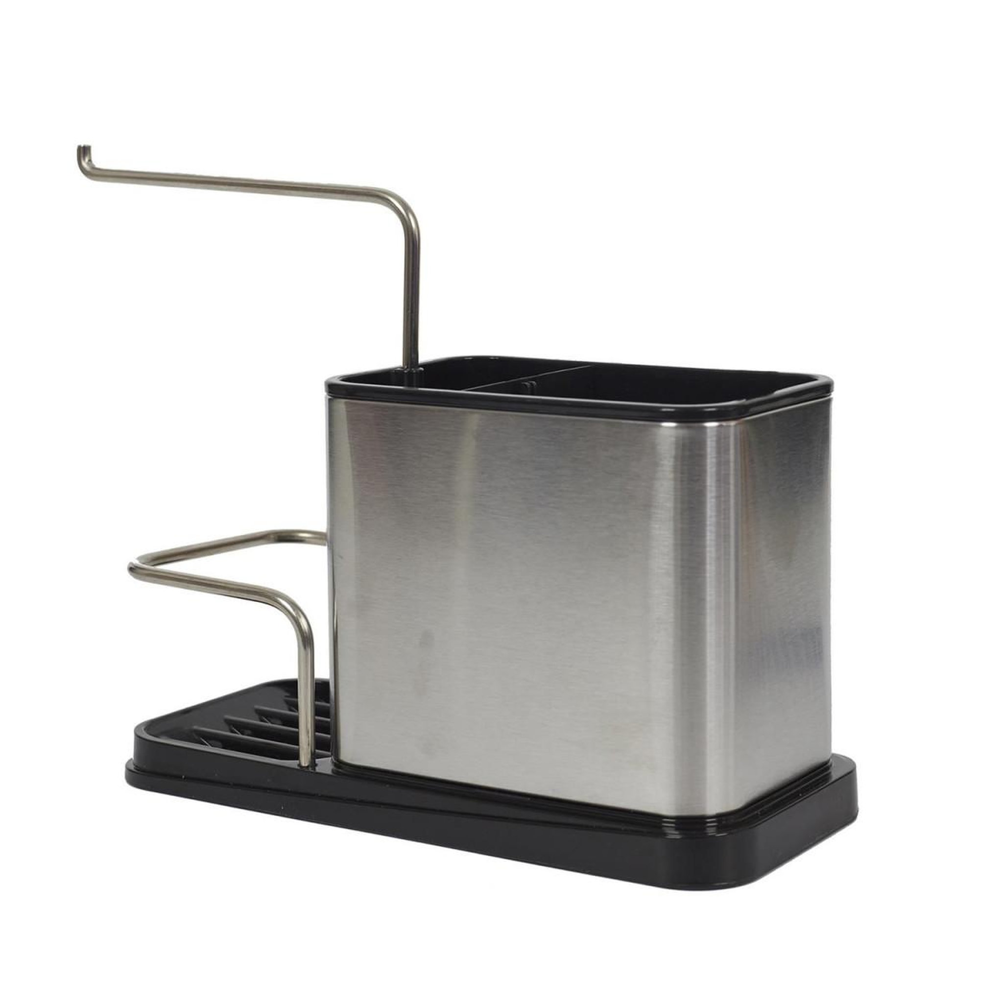 Voir la diapositive 3 : Je cherche une idee Porte éponge & brosse  inox  22cm argent & noir