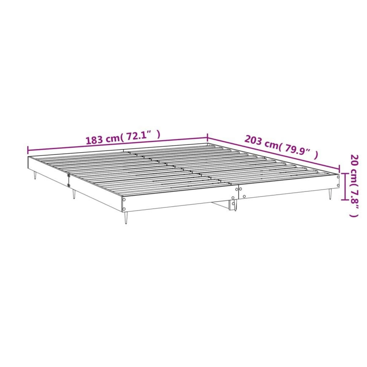 VIDAXL Cadre de lit sans matelas blanc brillant 180x200 cm
