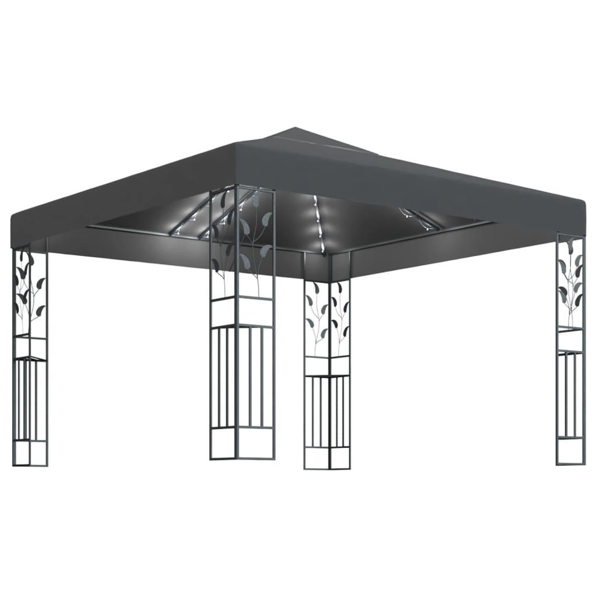 Voir la diapositive 2 : VIDAXL Tonnelle avec guirlande lumineuse a LED 3x3 m Anthracite